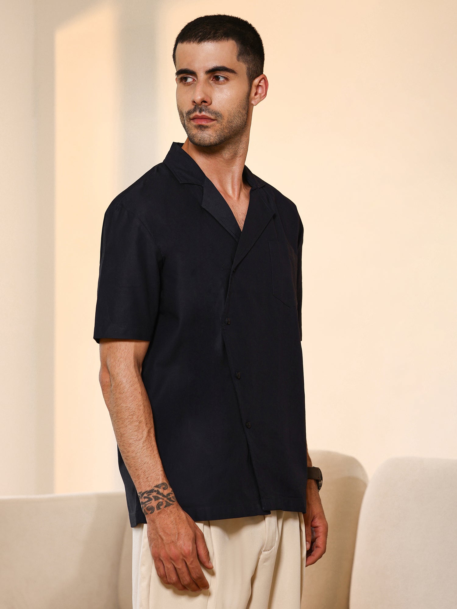 Men Navy  Casual Shirt