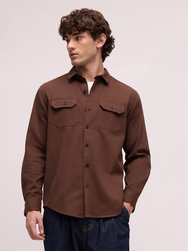 Men Brown Solid Shirt