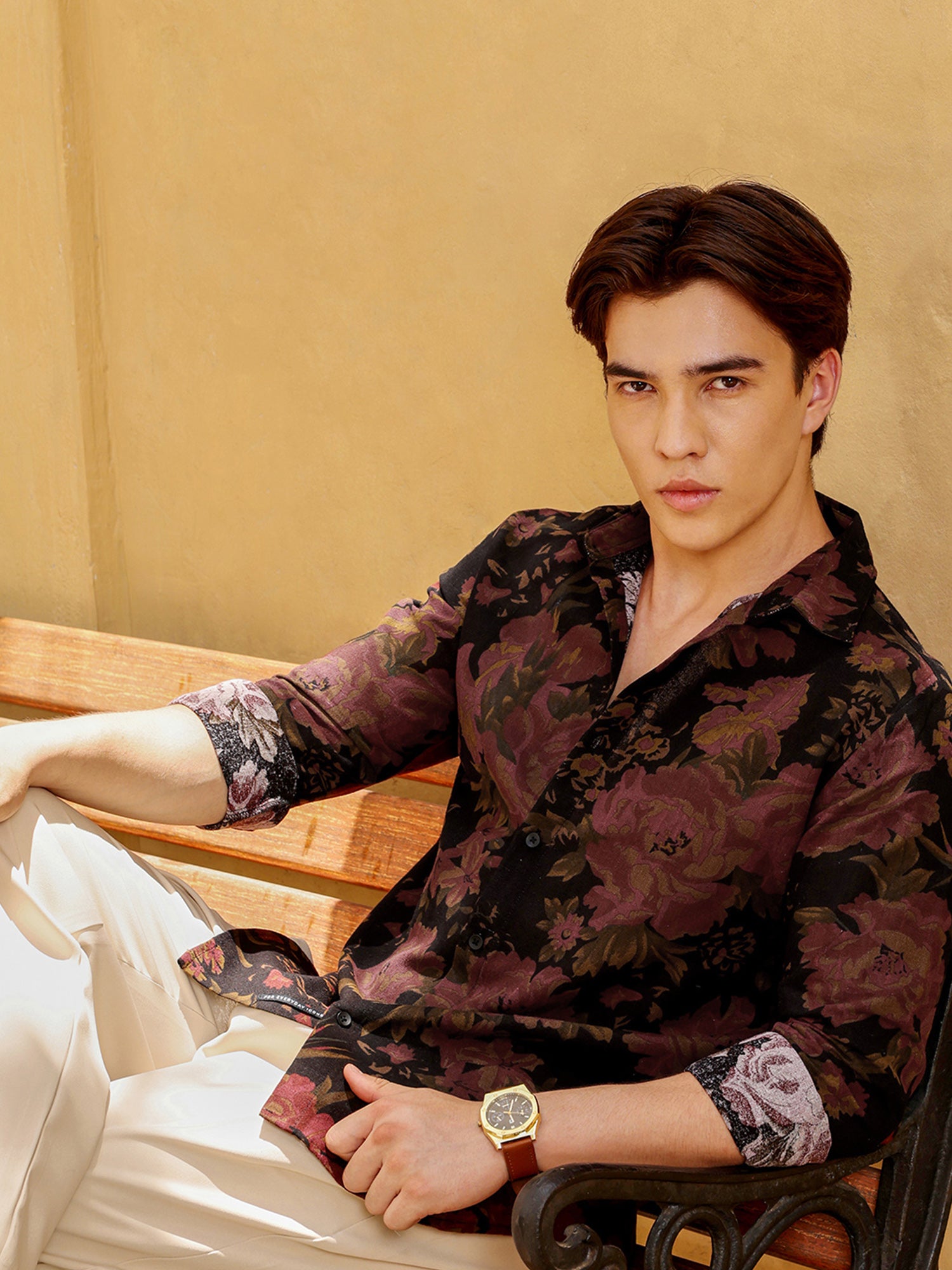 Men Black Floral Print Shirt