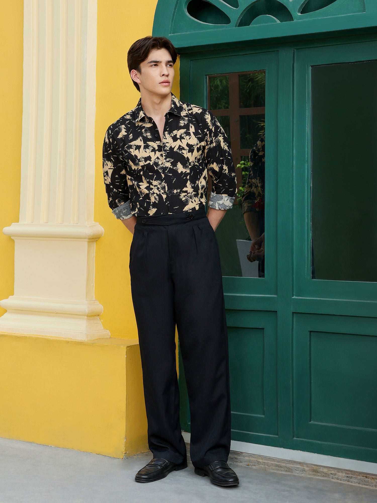 Men Black Abstract Print Shirt