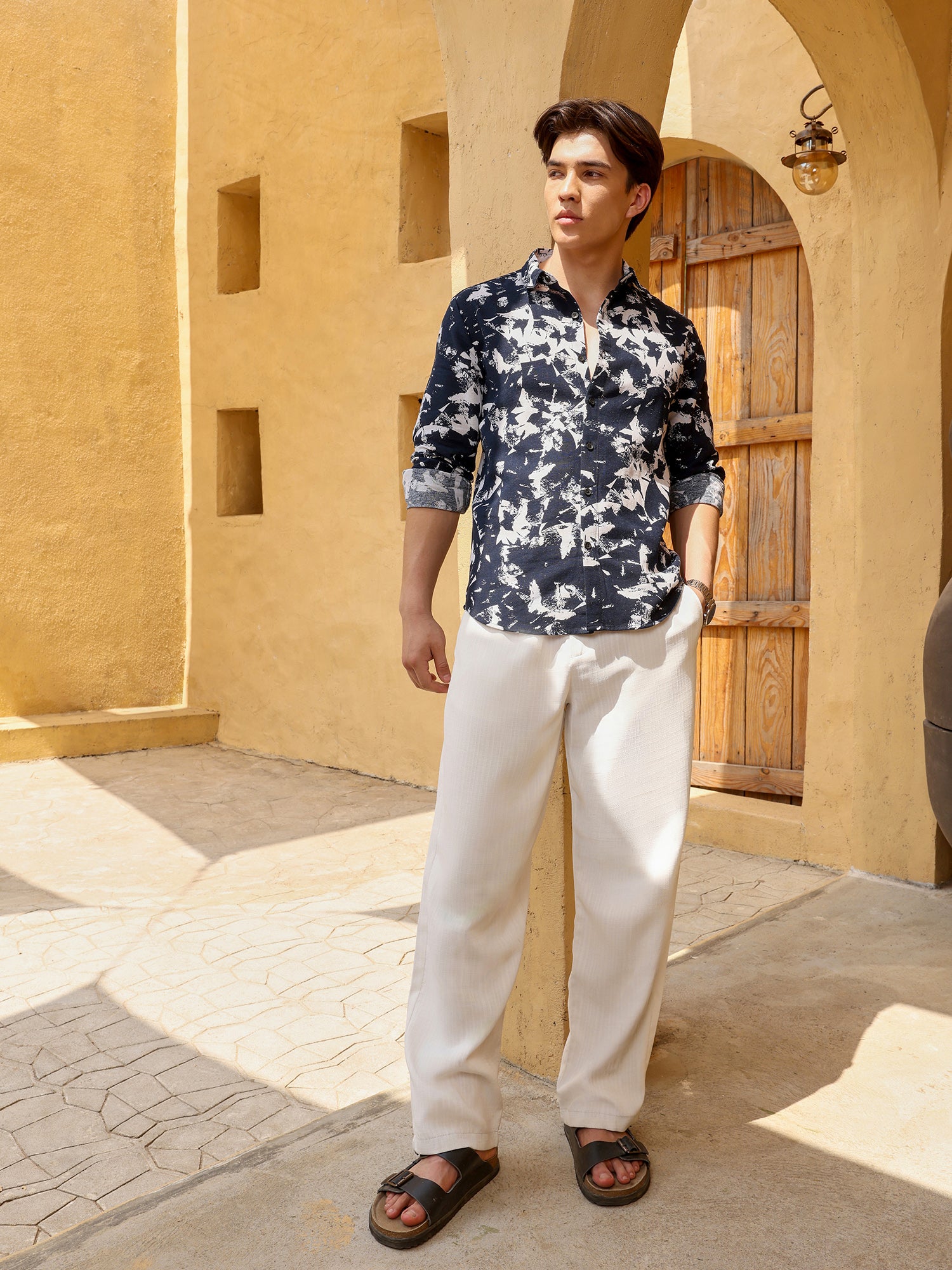 Men Navy Abstract Print Shirt