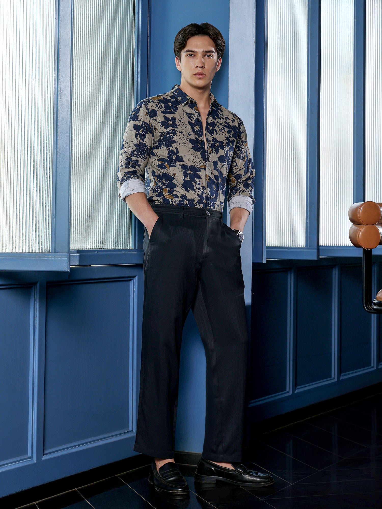 Men Beige Floral Print Shirt