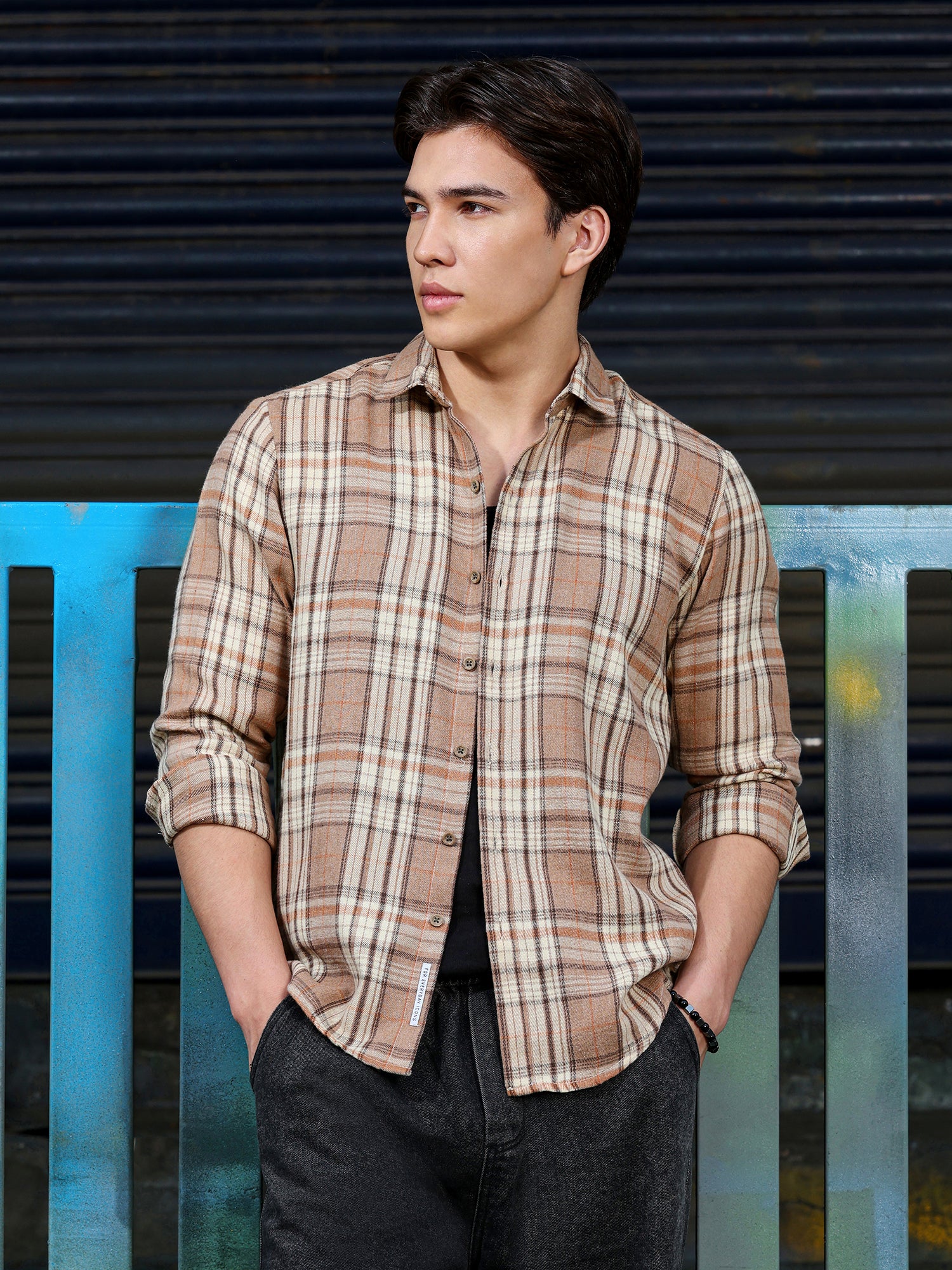 Men Brown Tartan Checked Shirt