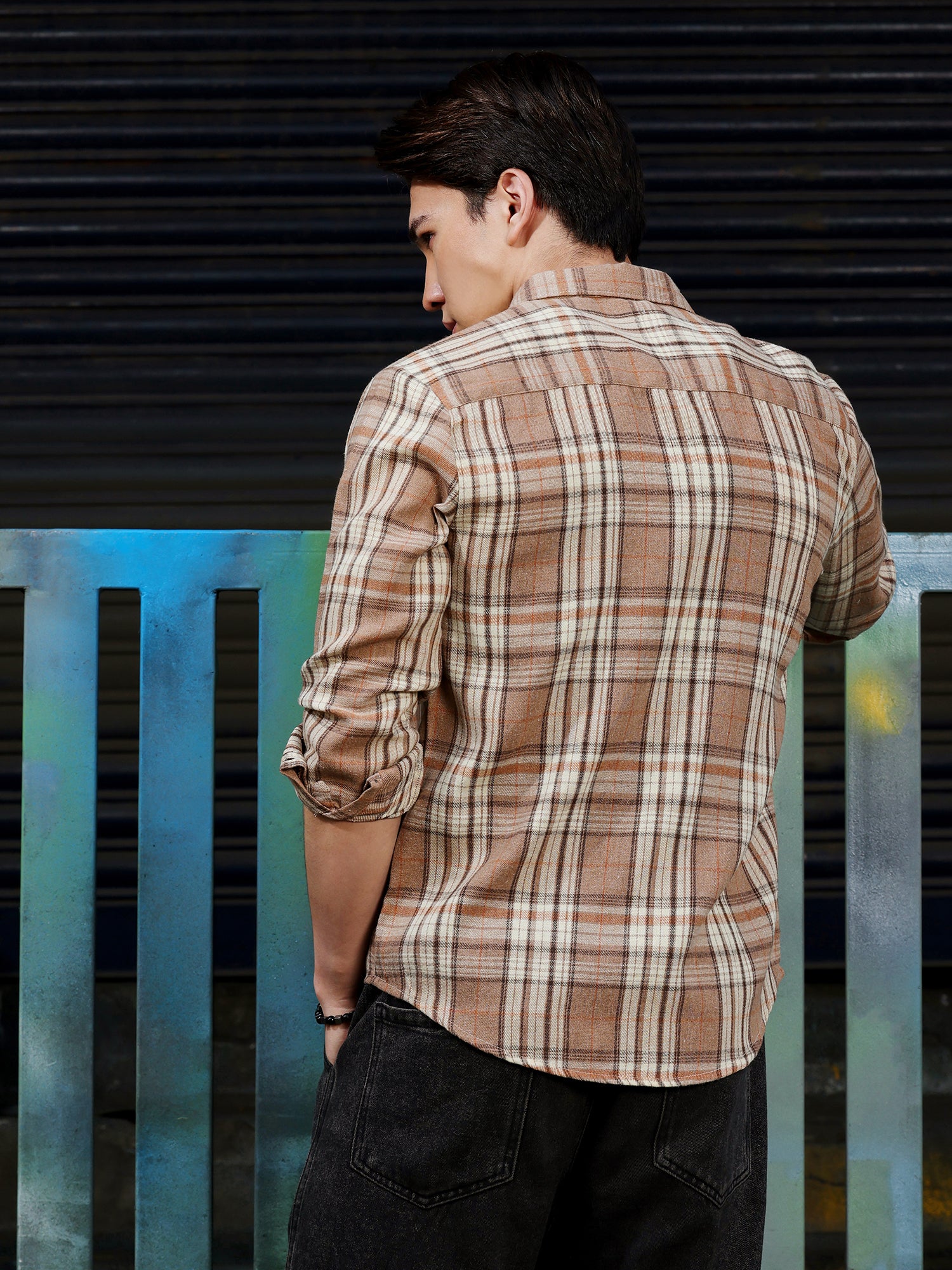 Men Brown Tartan Checked Shirt