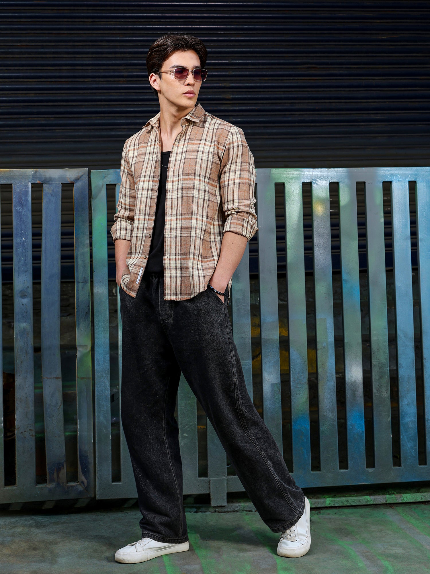 Men Brown Tartan Checked Shirt