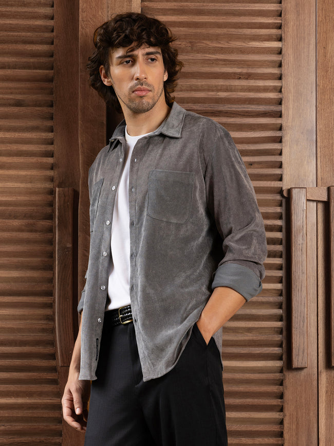 Men Grey Textured Shirt