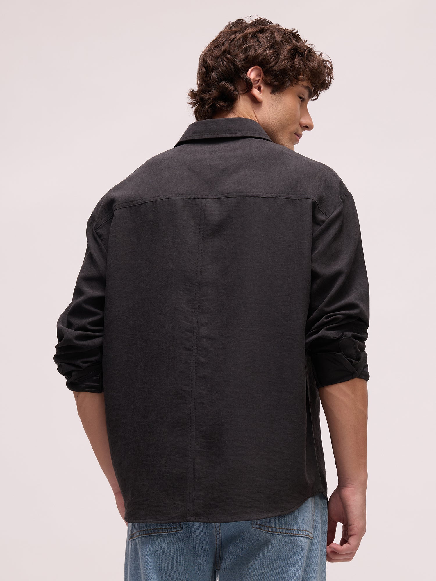 Men Black Solid Party Shirt