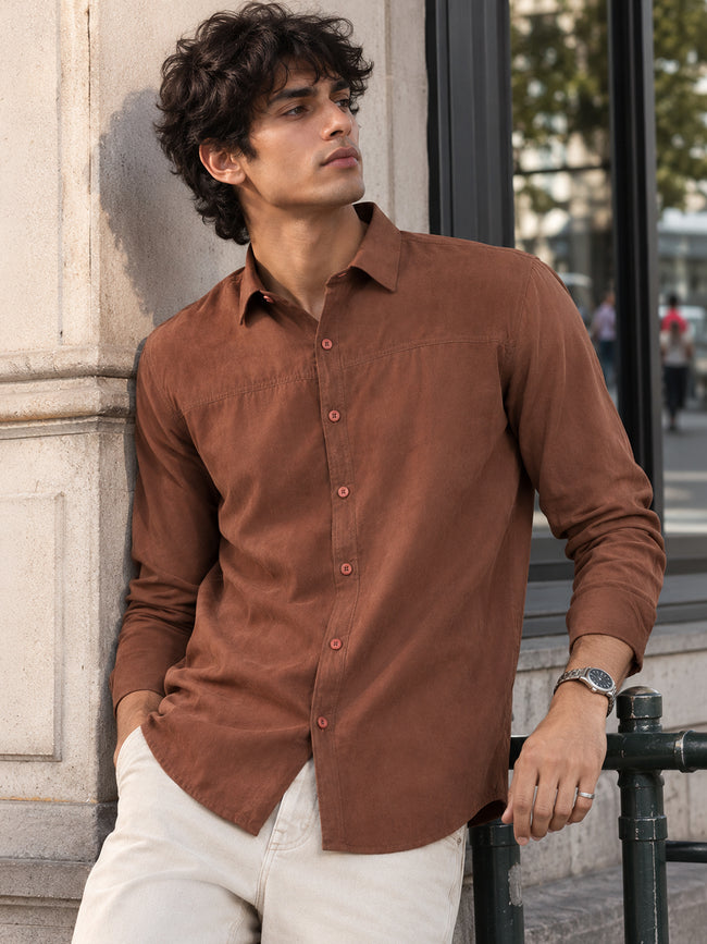 Men Brown Solid Shirt