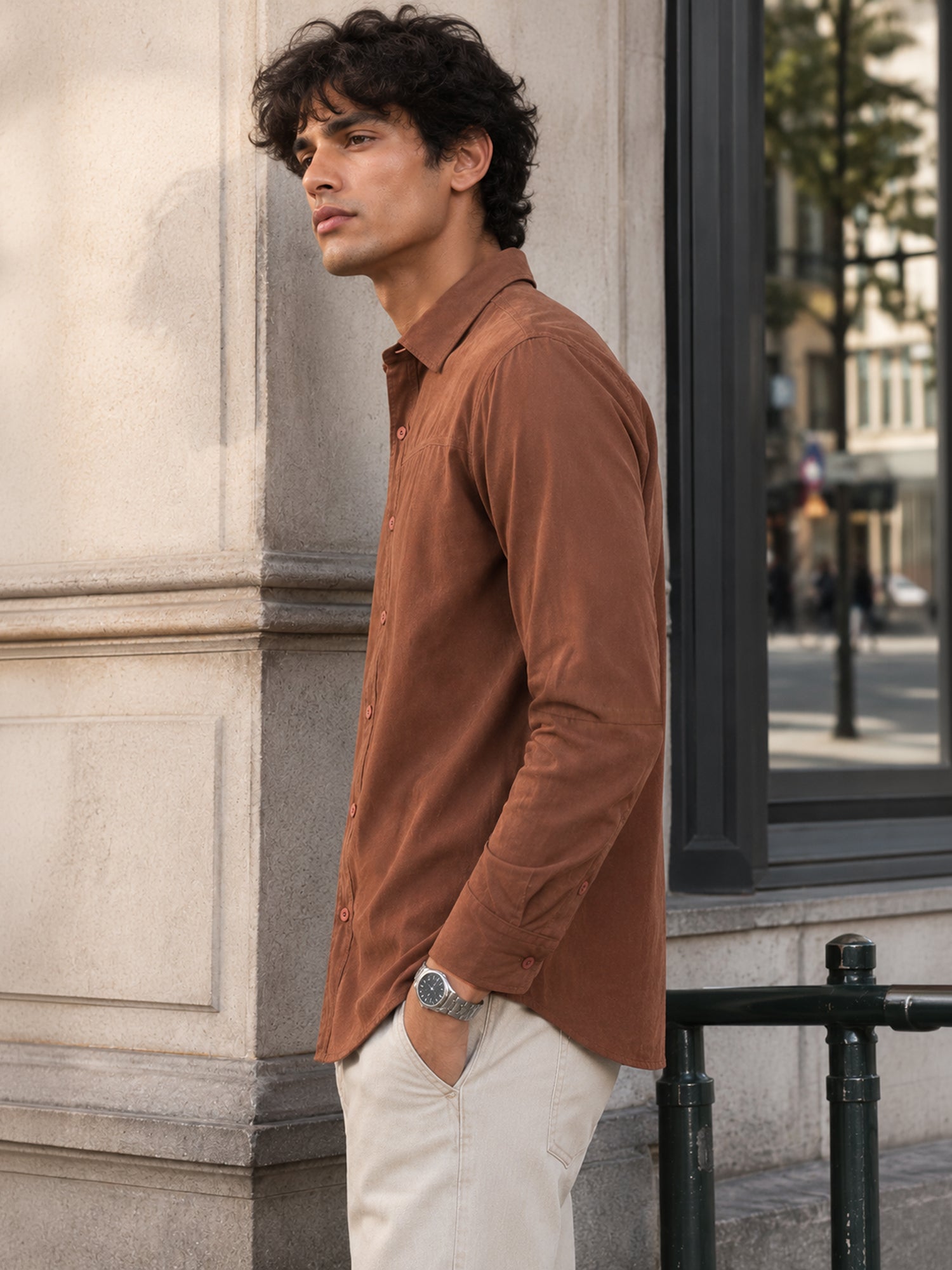 Men Brown Solid Shirt