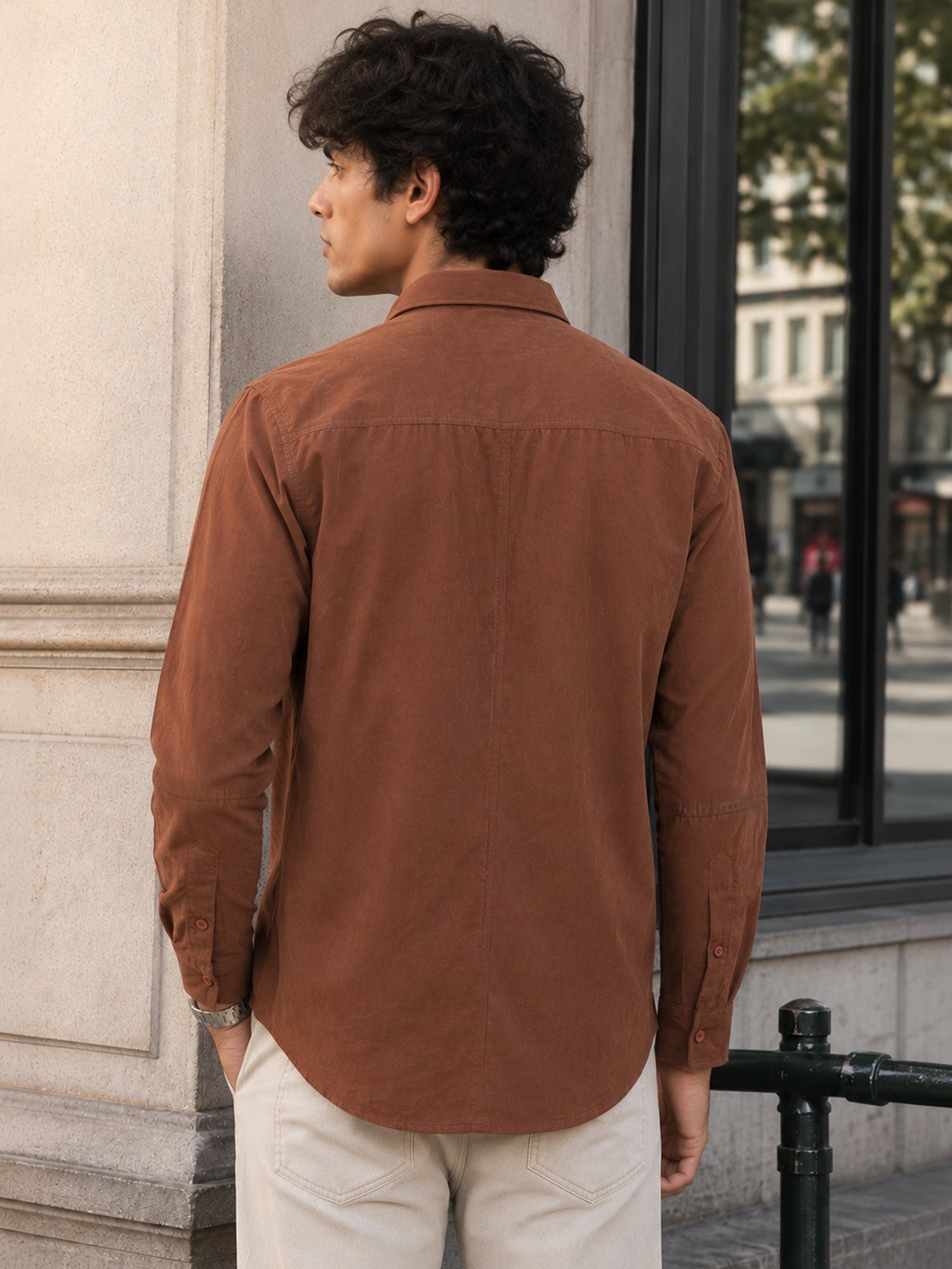 Men Brown Solid Shirt