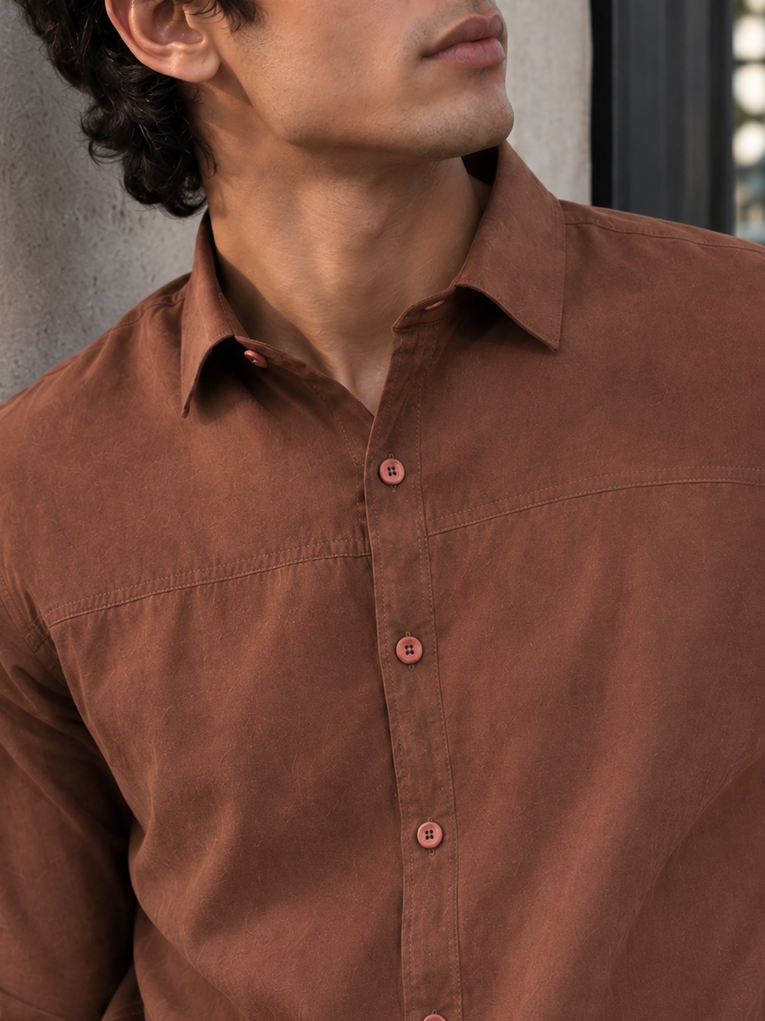 Men Brown Solid Shirt