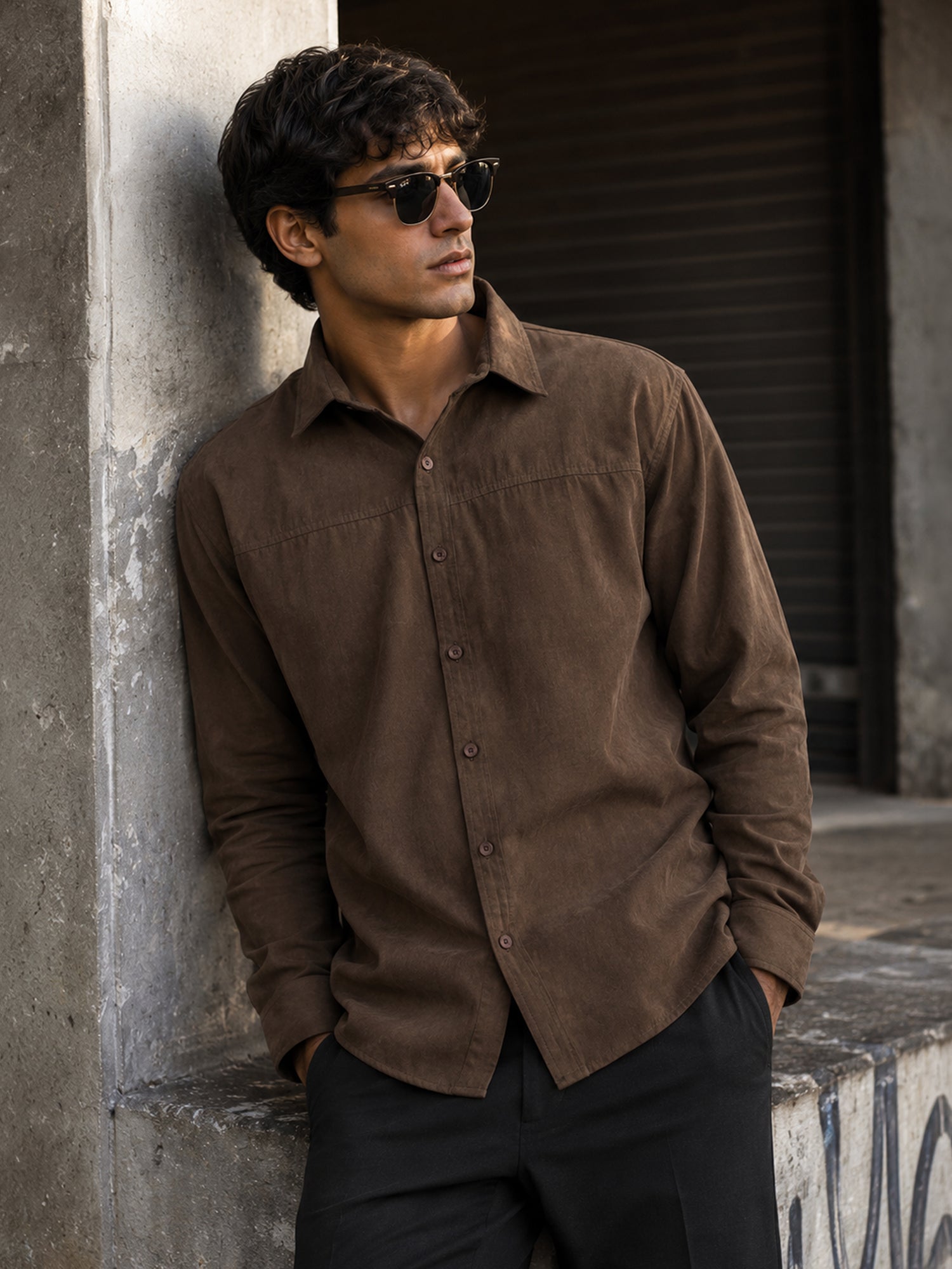 Men Brown Classic Casual Shirt