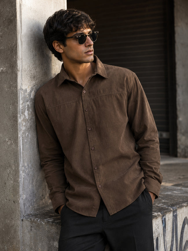 Men Brown Classic Casual Shirt