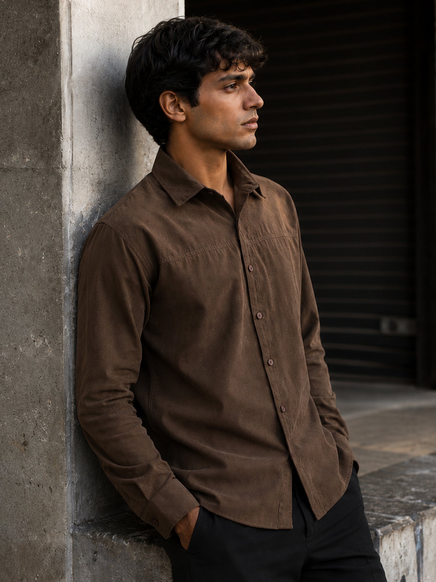 Men Brown Classic Casual Shirt