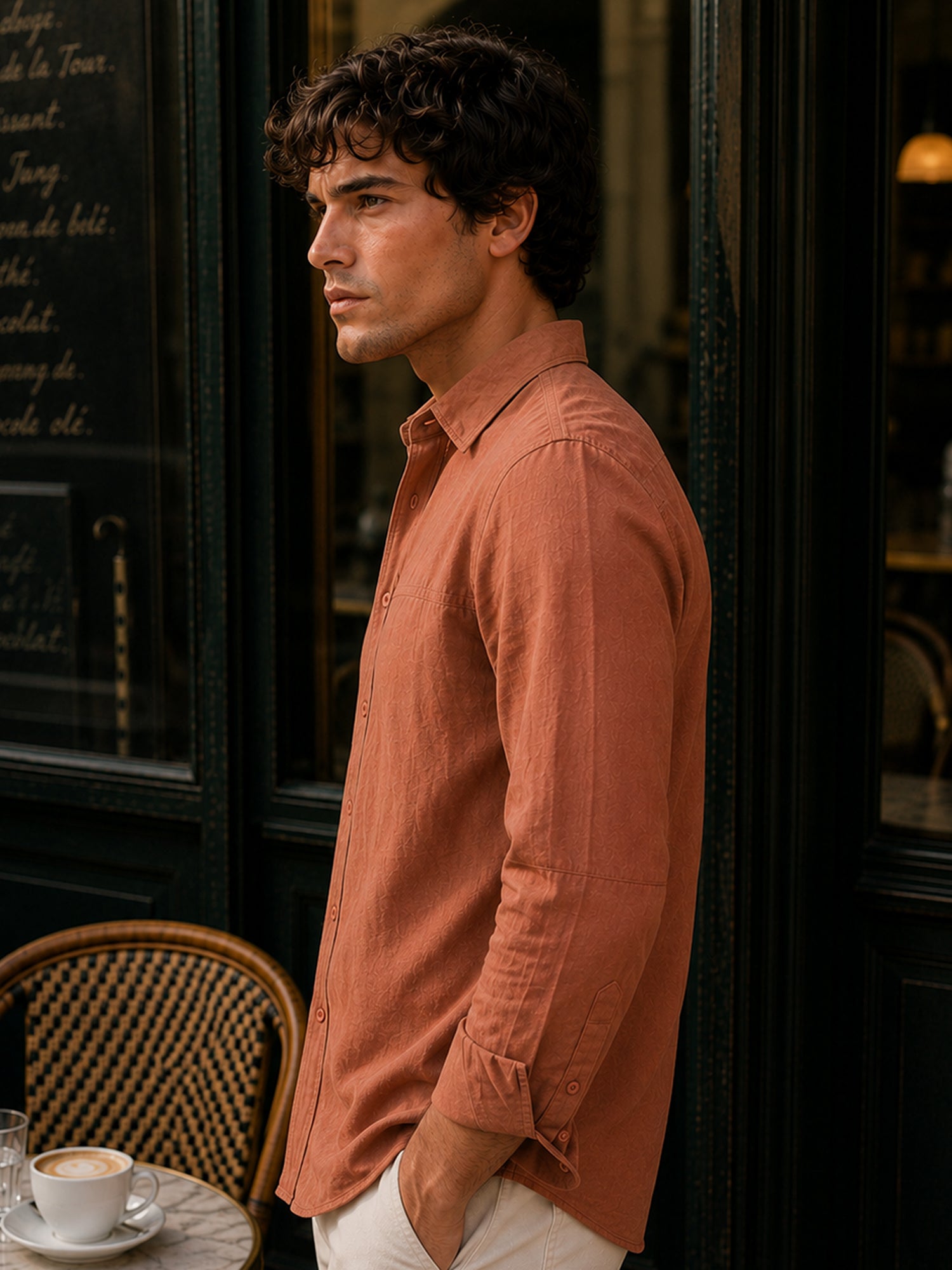 Men Peach Solid Shirt