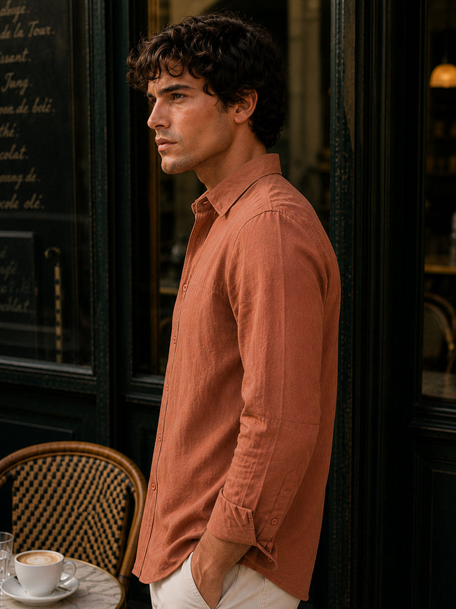 Men Peach Solid Shirt