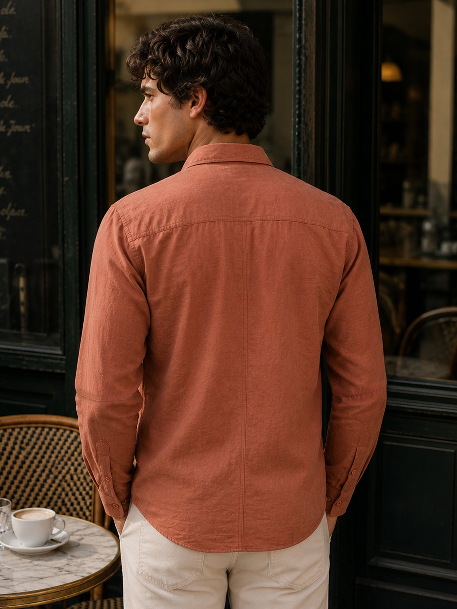 Men Peach Solid Shirt