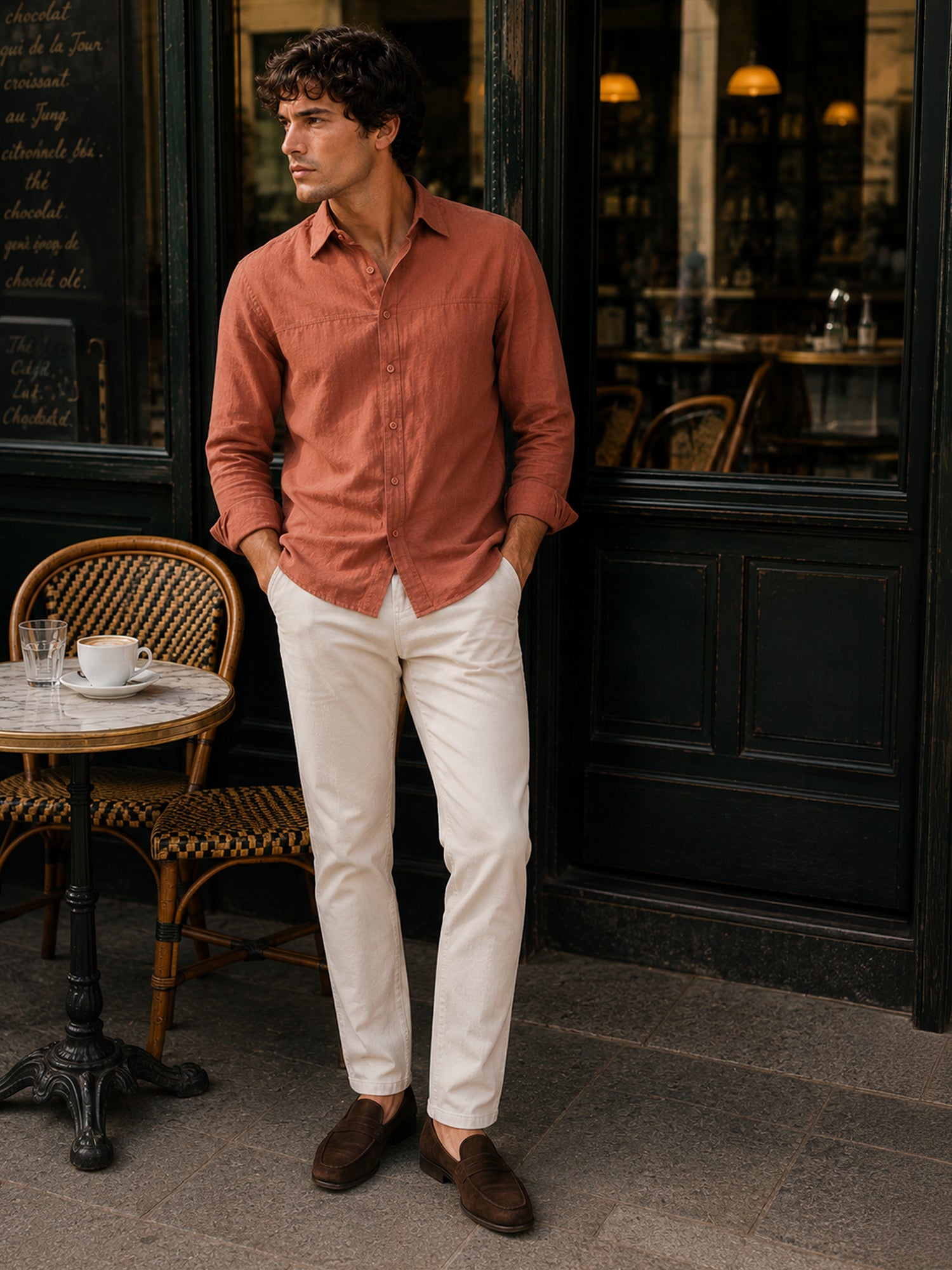 Men Peach Solid Shirt