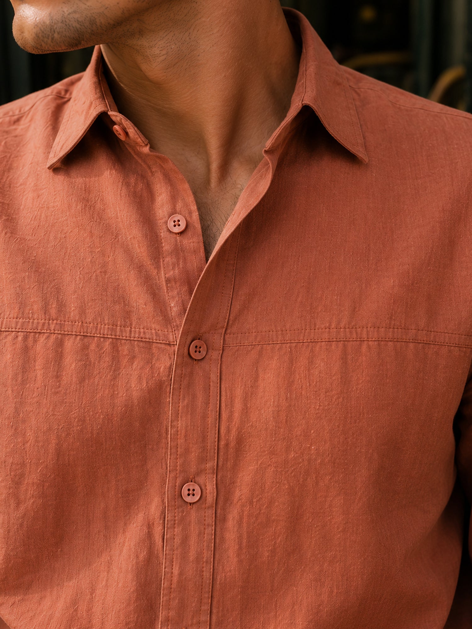 Men Peach Solid Shirt