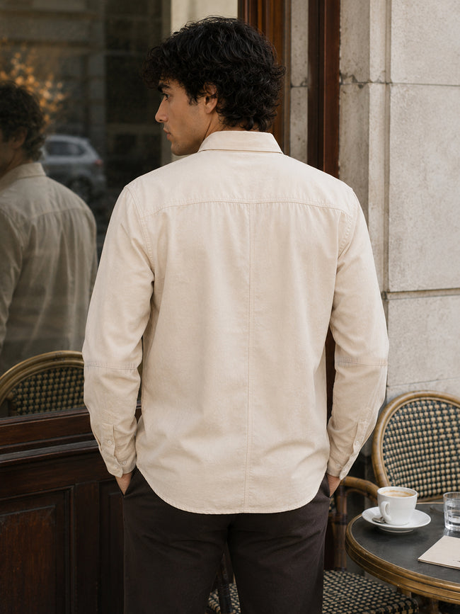 Men Beige Solid Shirt
