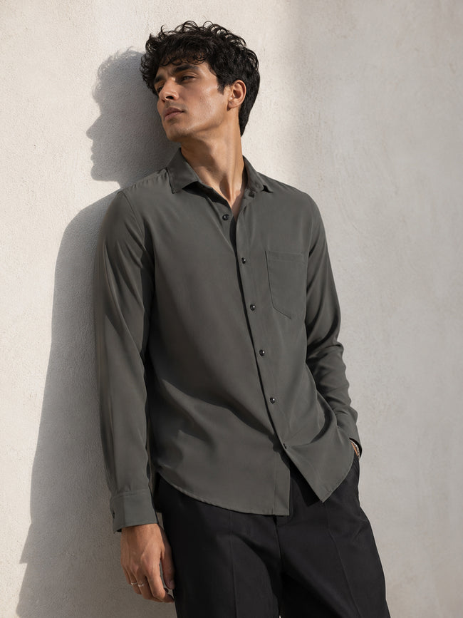 Men Grey Solid Shirt