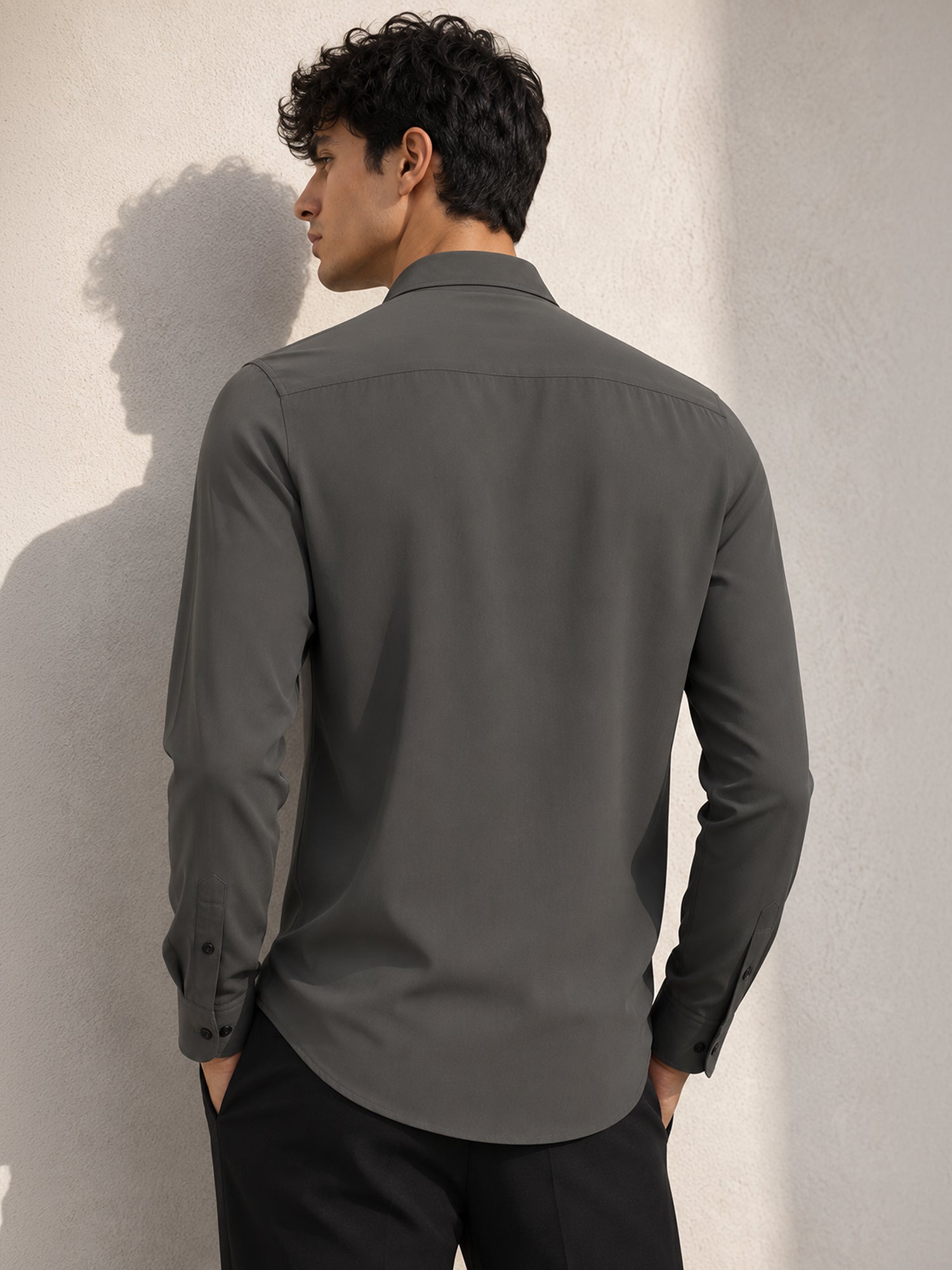 Men Grey Solid Shirt