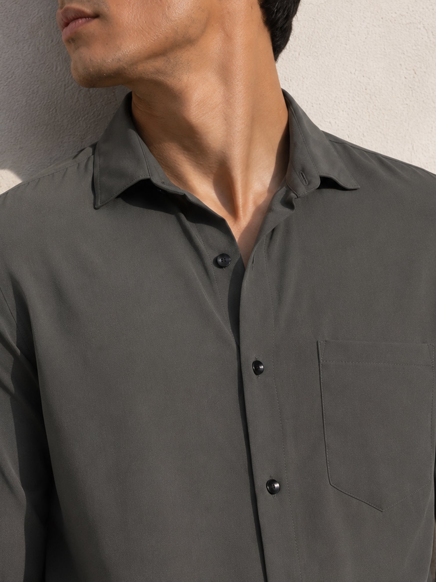 Men Grey Solid Shirt