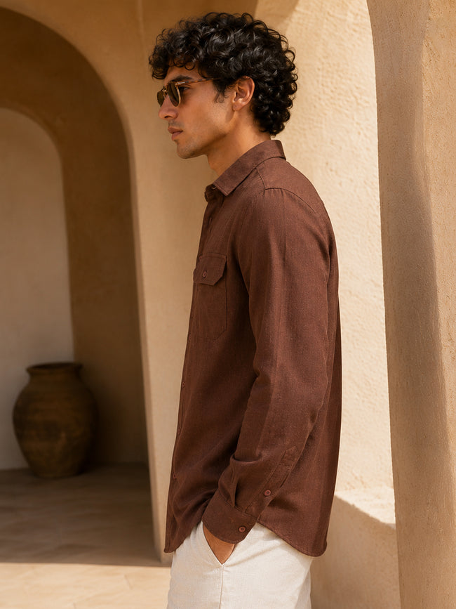 Men Brown Solid Shirt