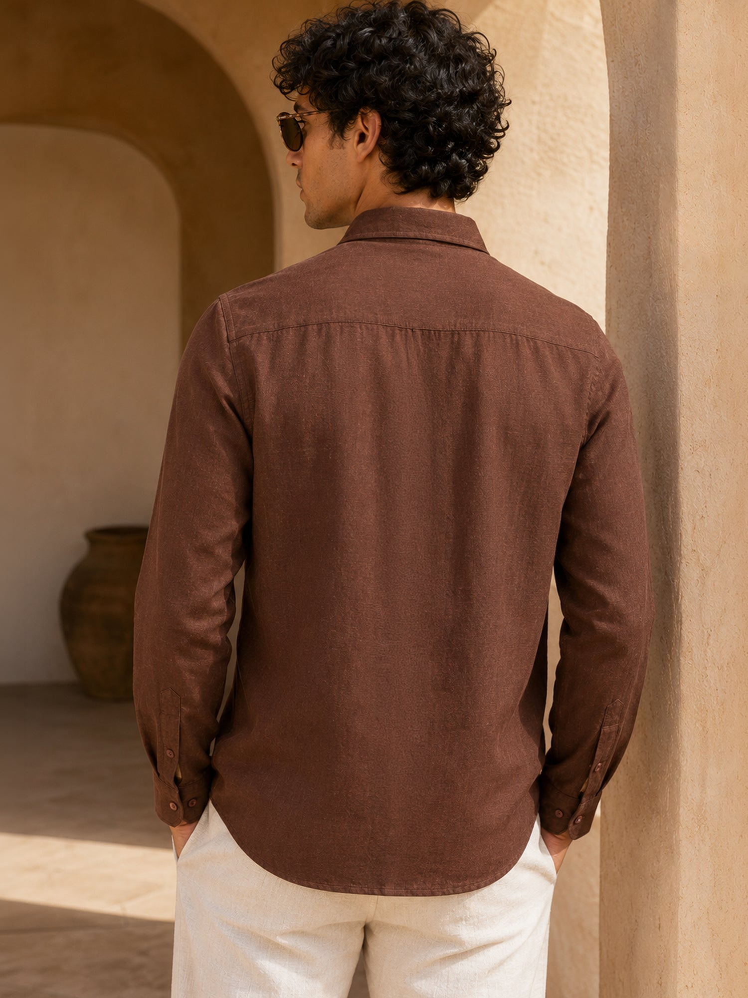 Men Brown Solid Shirt