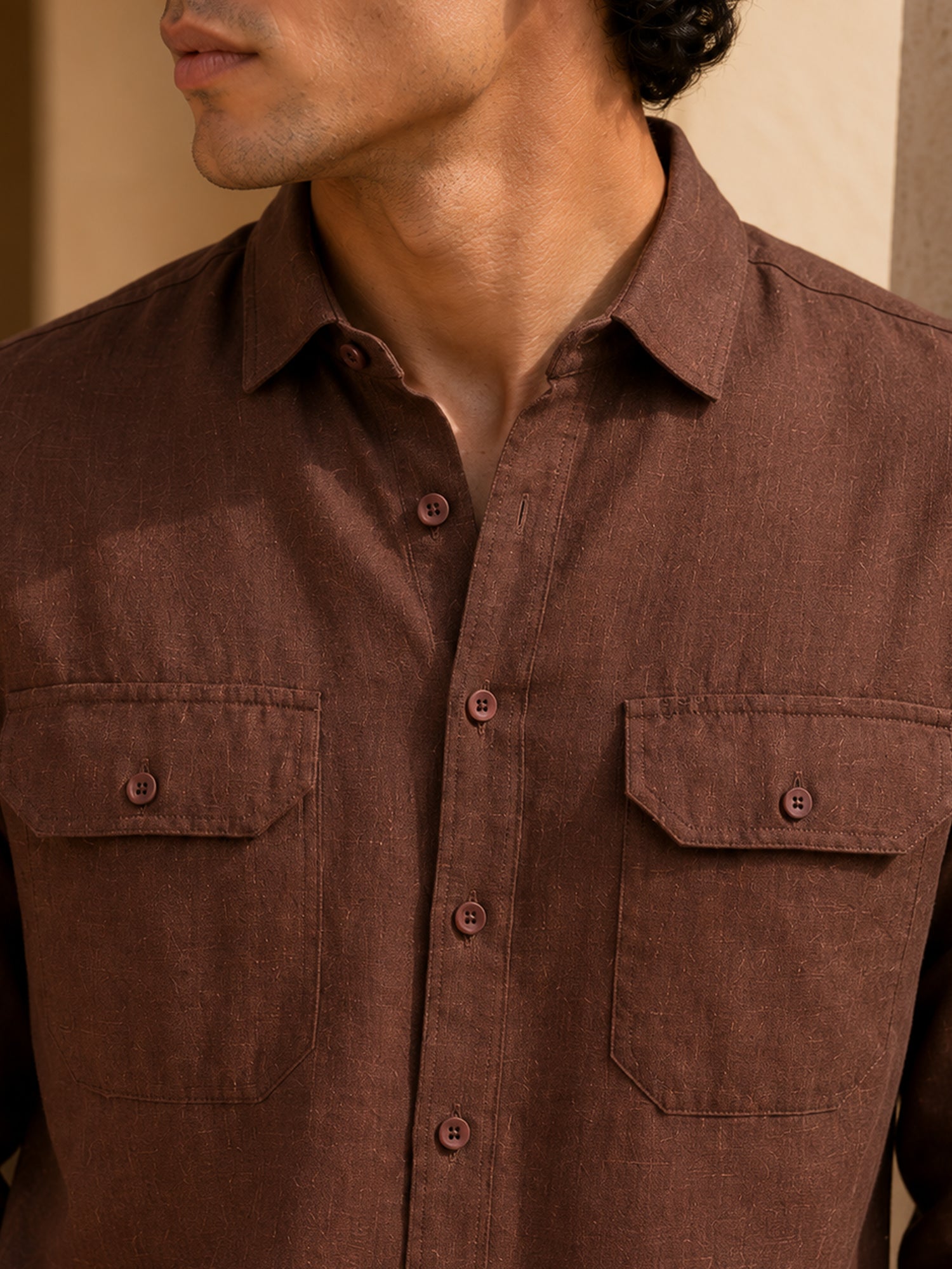 Men Brown Solid Shirt