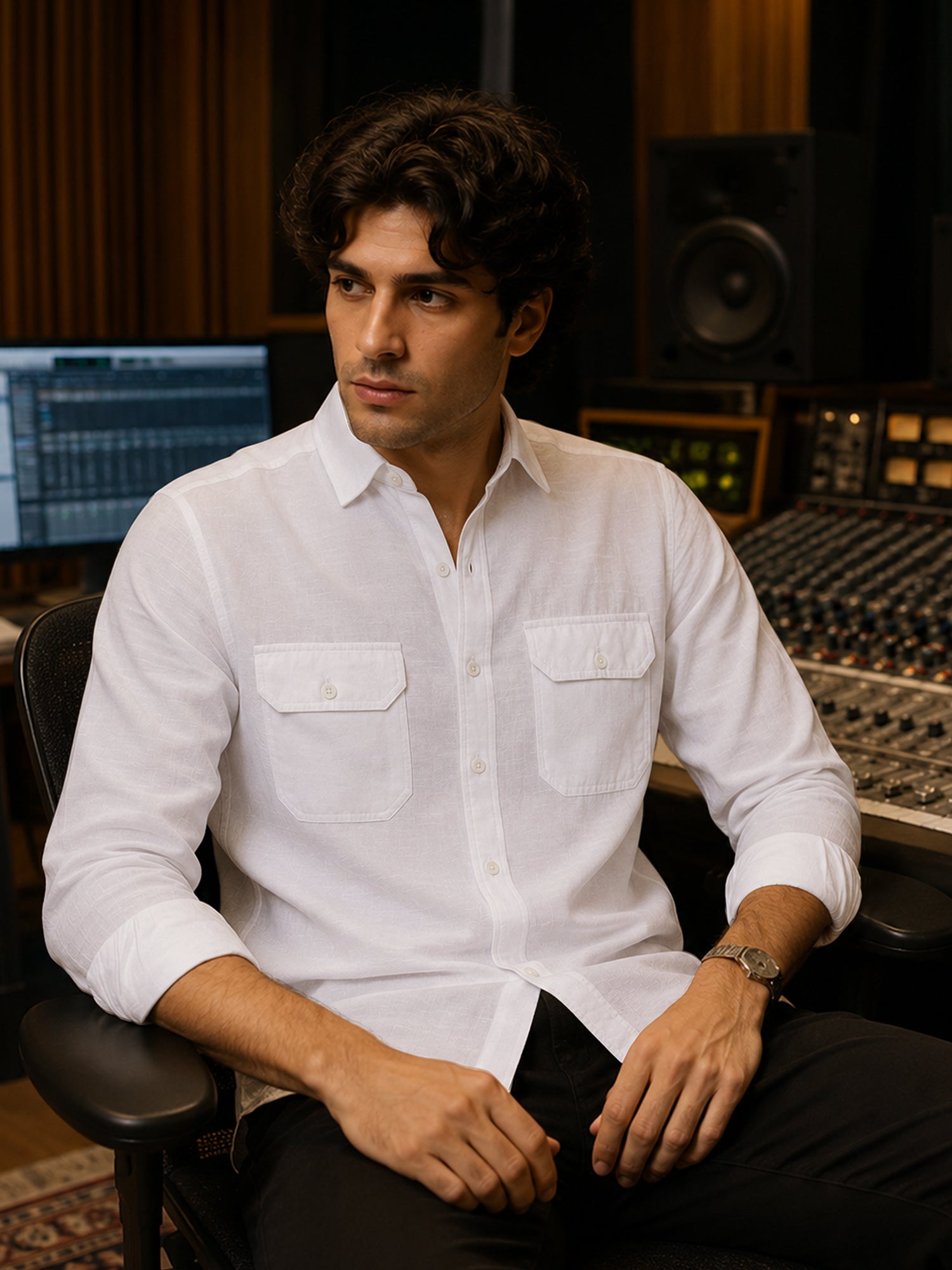 Men White Solid Shirt