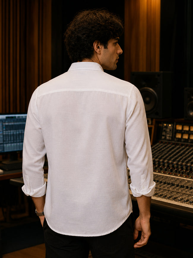 Men White Solid Shirt