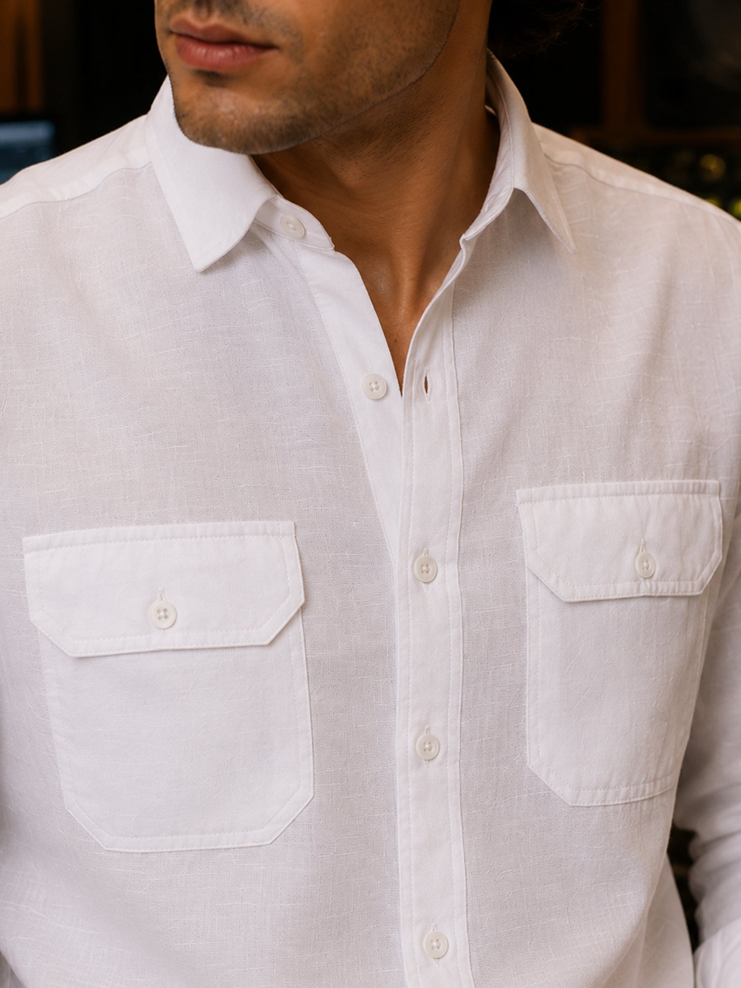 Men White Solid Shirt
