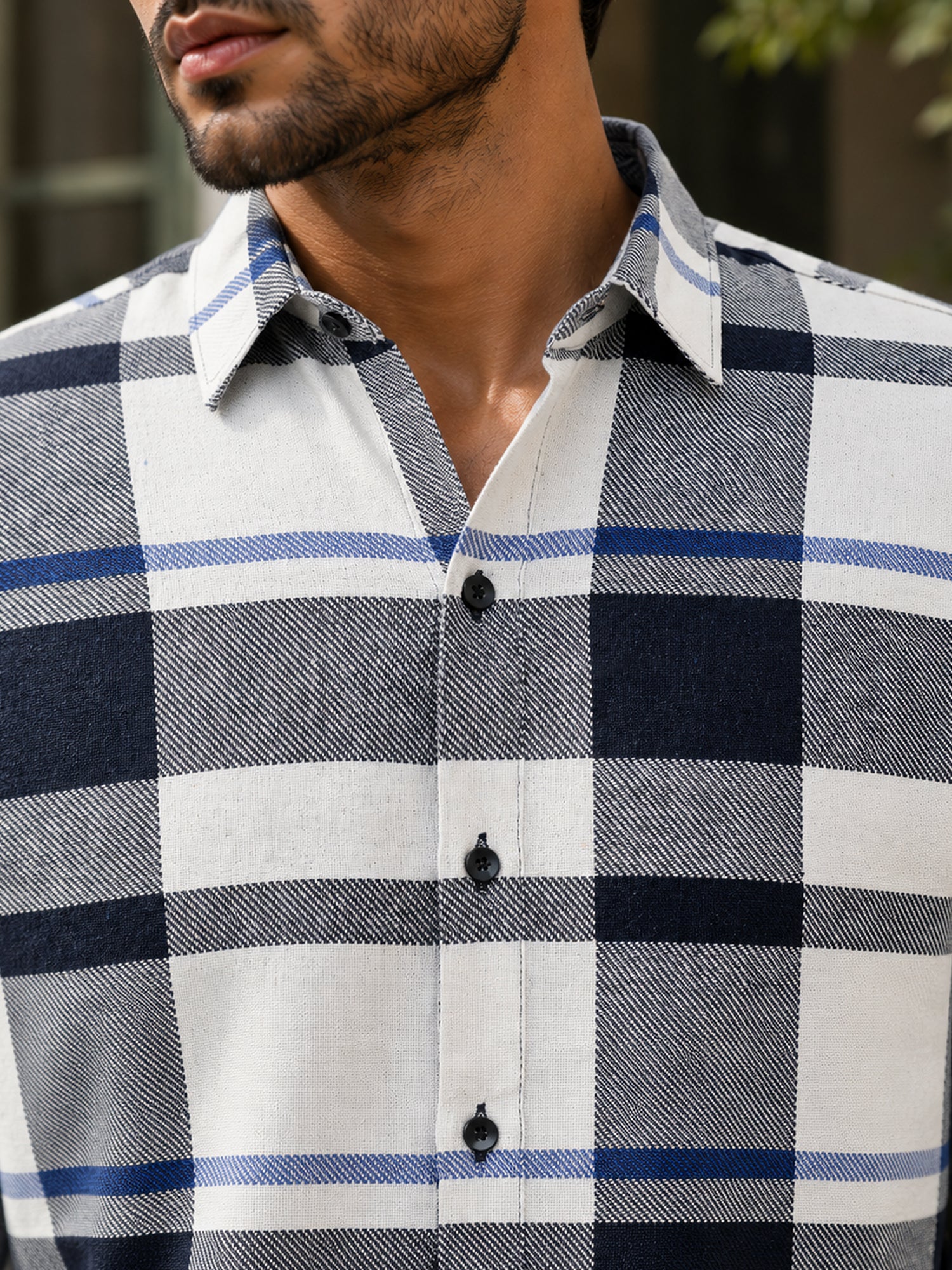 Men White Check Full Sleeves Shirt