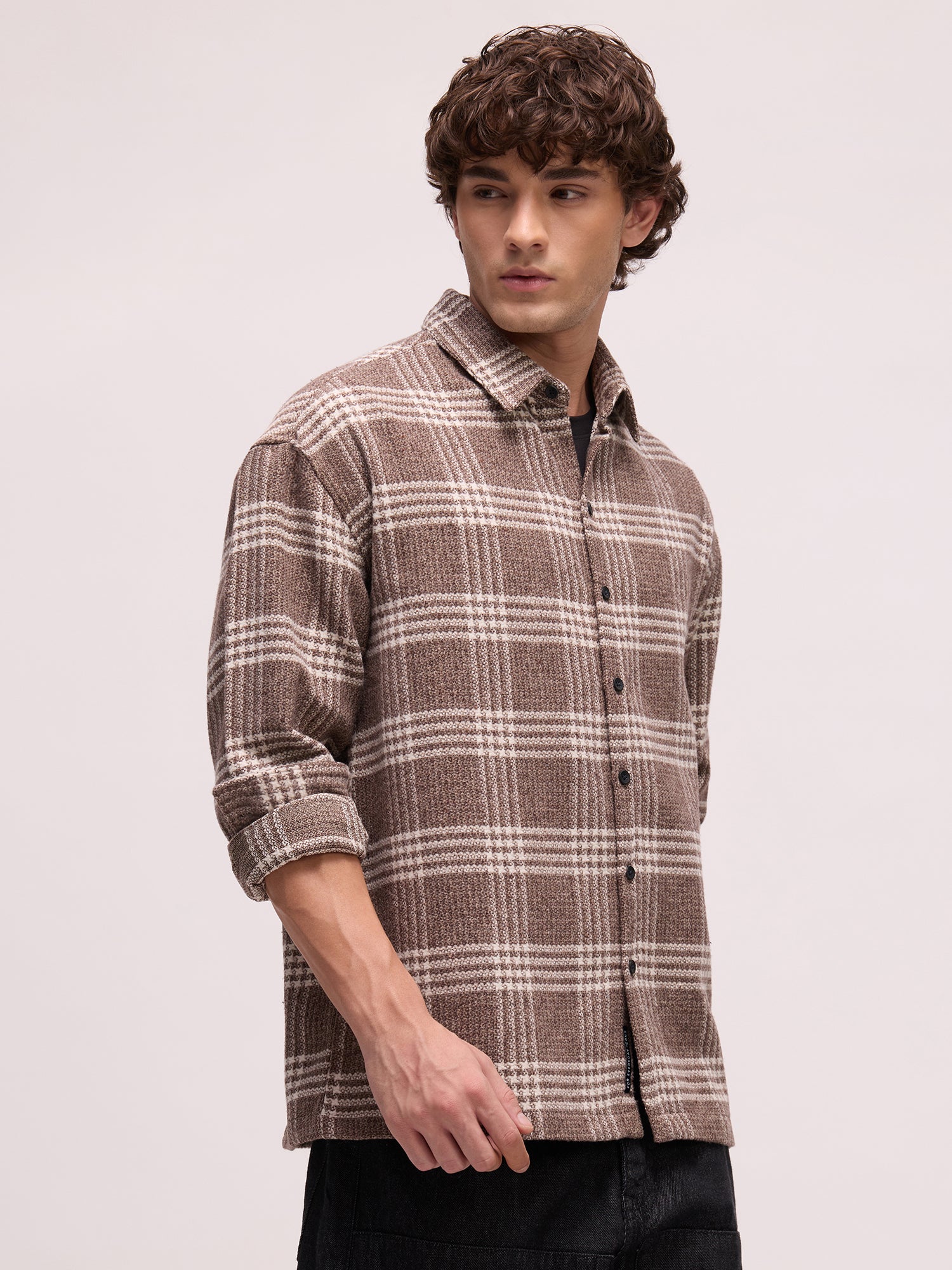 Men Brown Tartan Checked Shirt