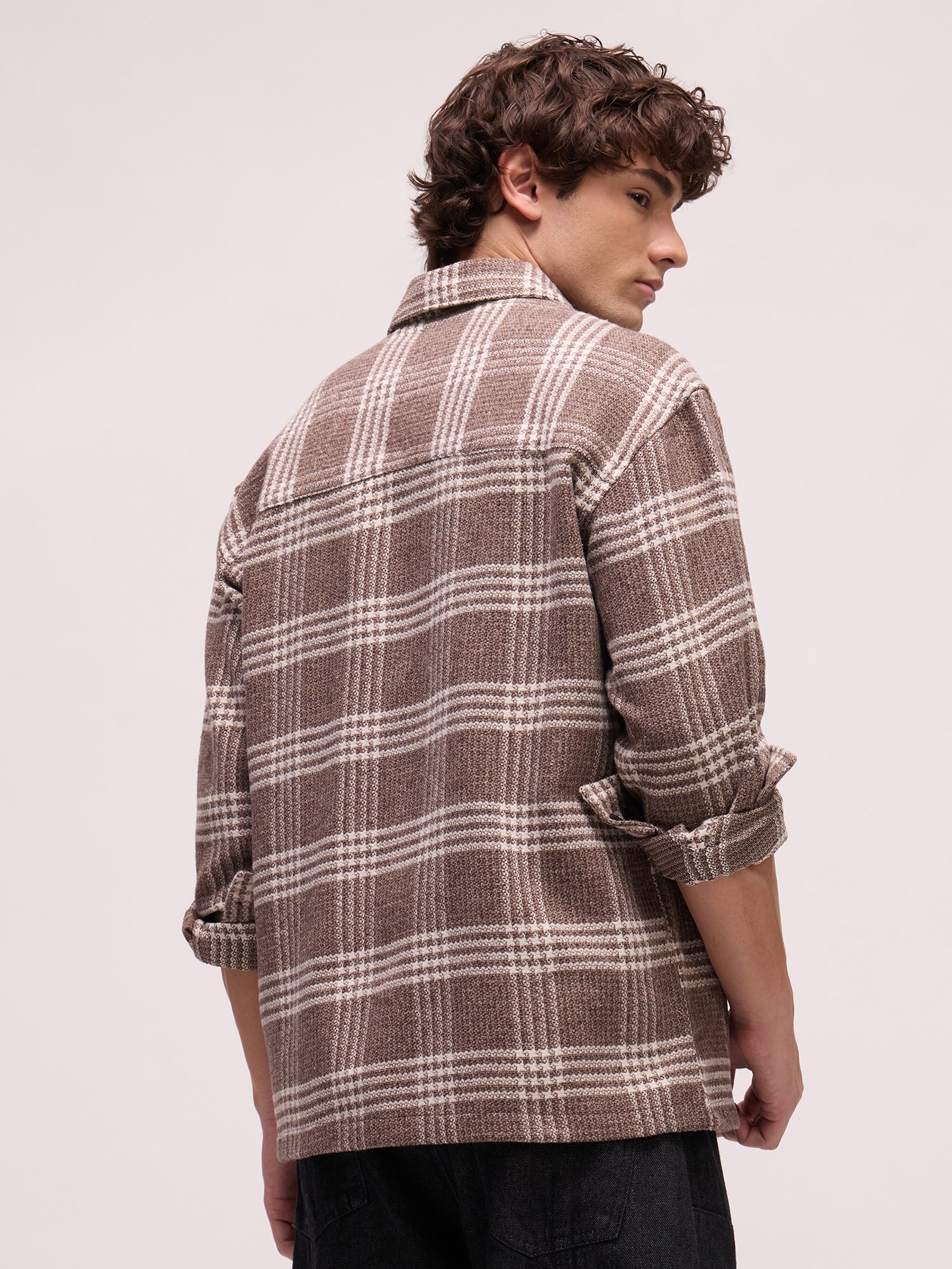 Men Brown Tartan Checked Shirt