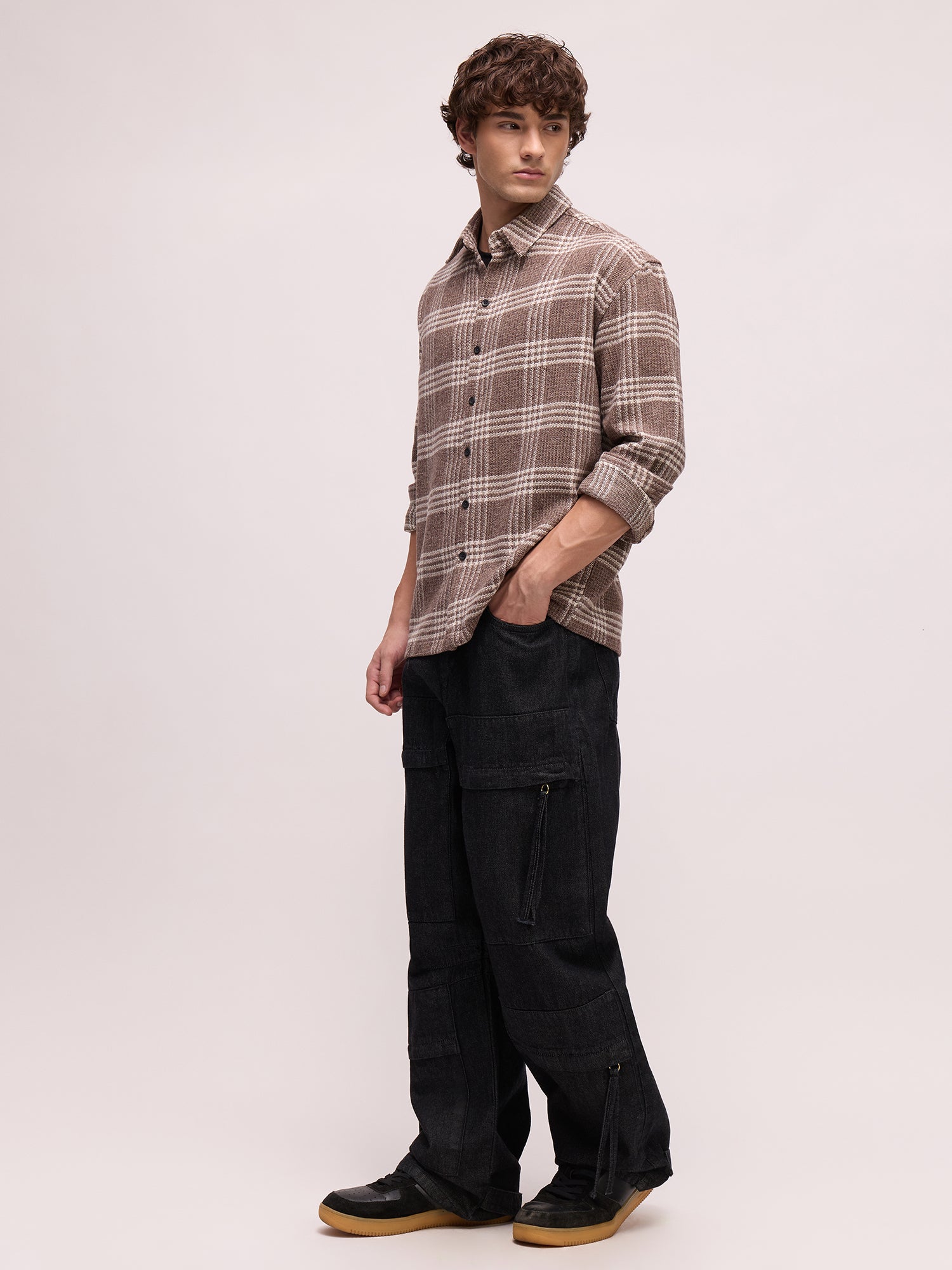 Men Brown Tartan Checked Shirt