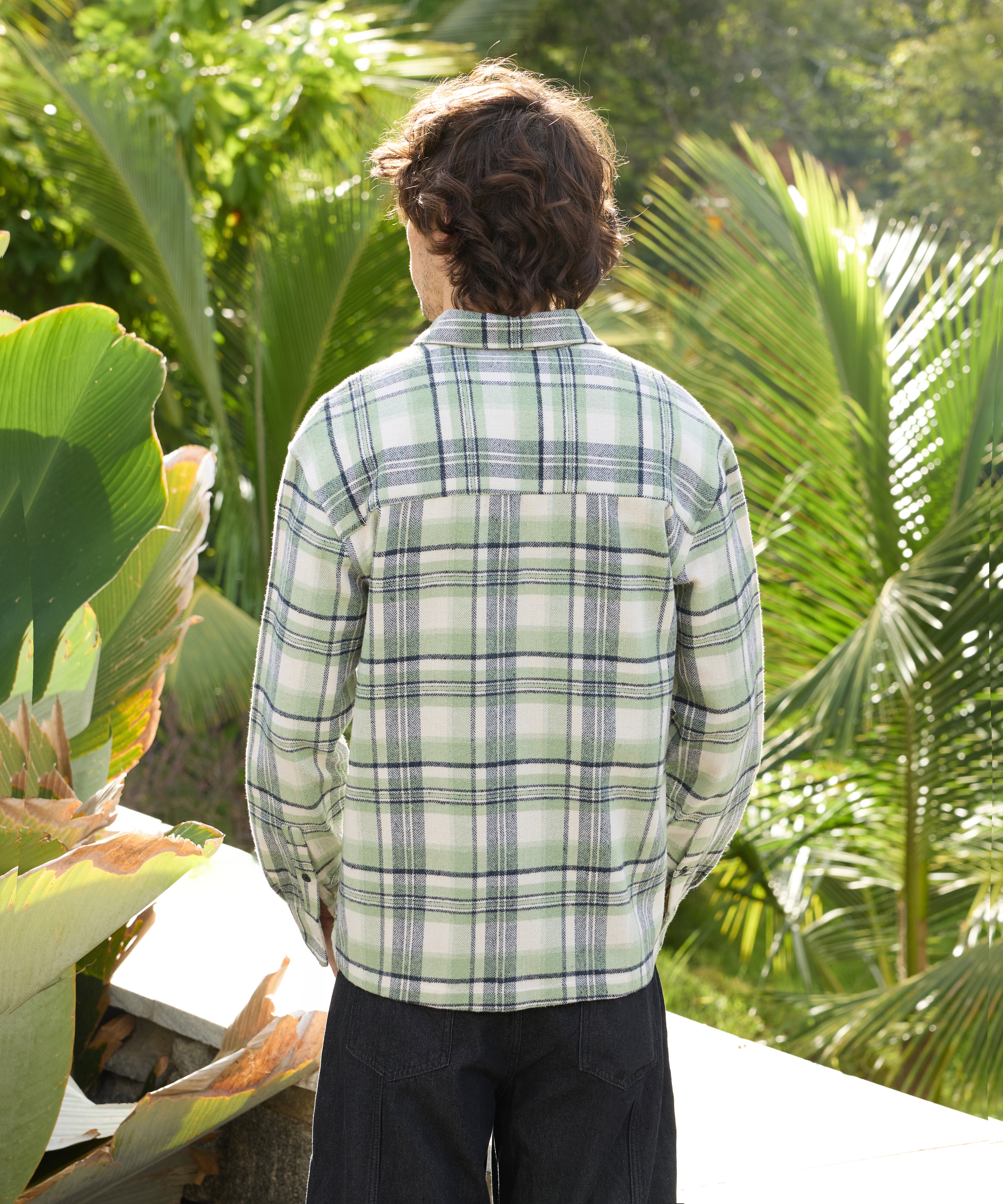 Men Green Tartan Checked Shirt
