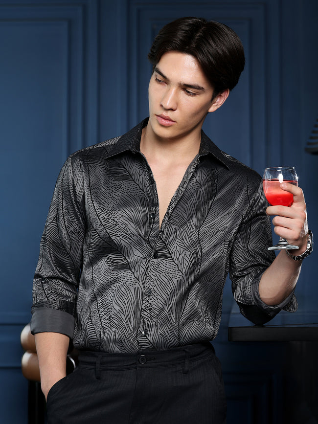Men Charcoal Abstract Print Shirt