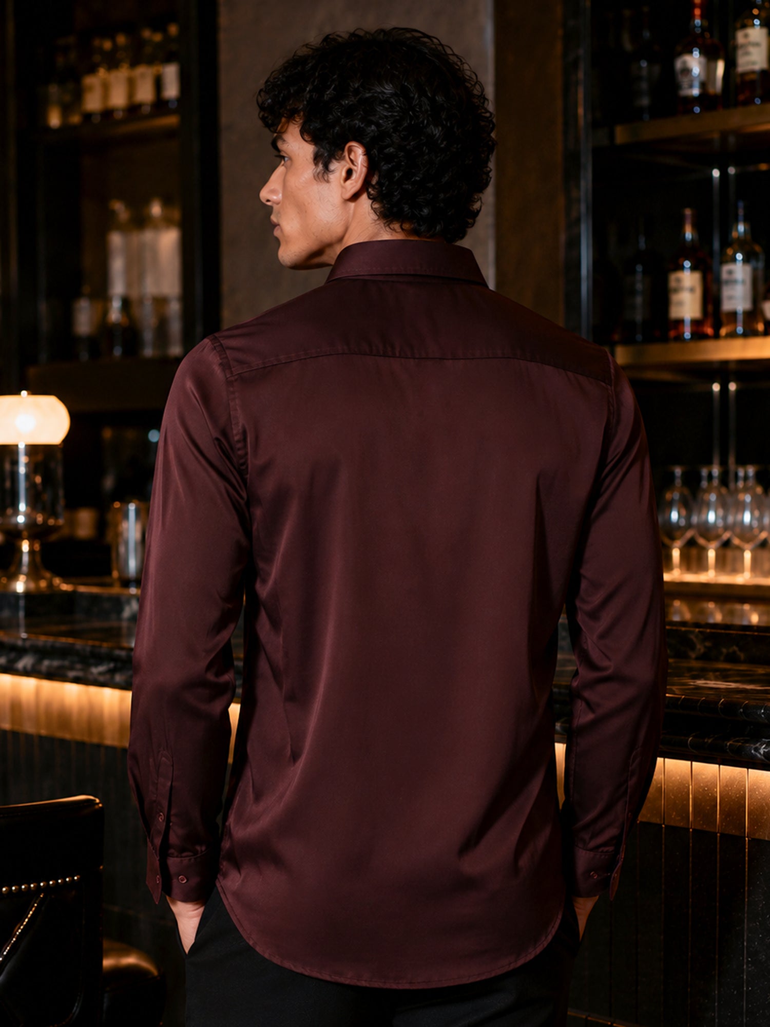 Men Brown Solid Party Shirt