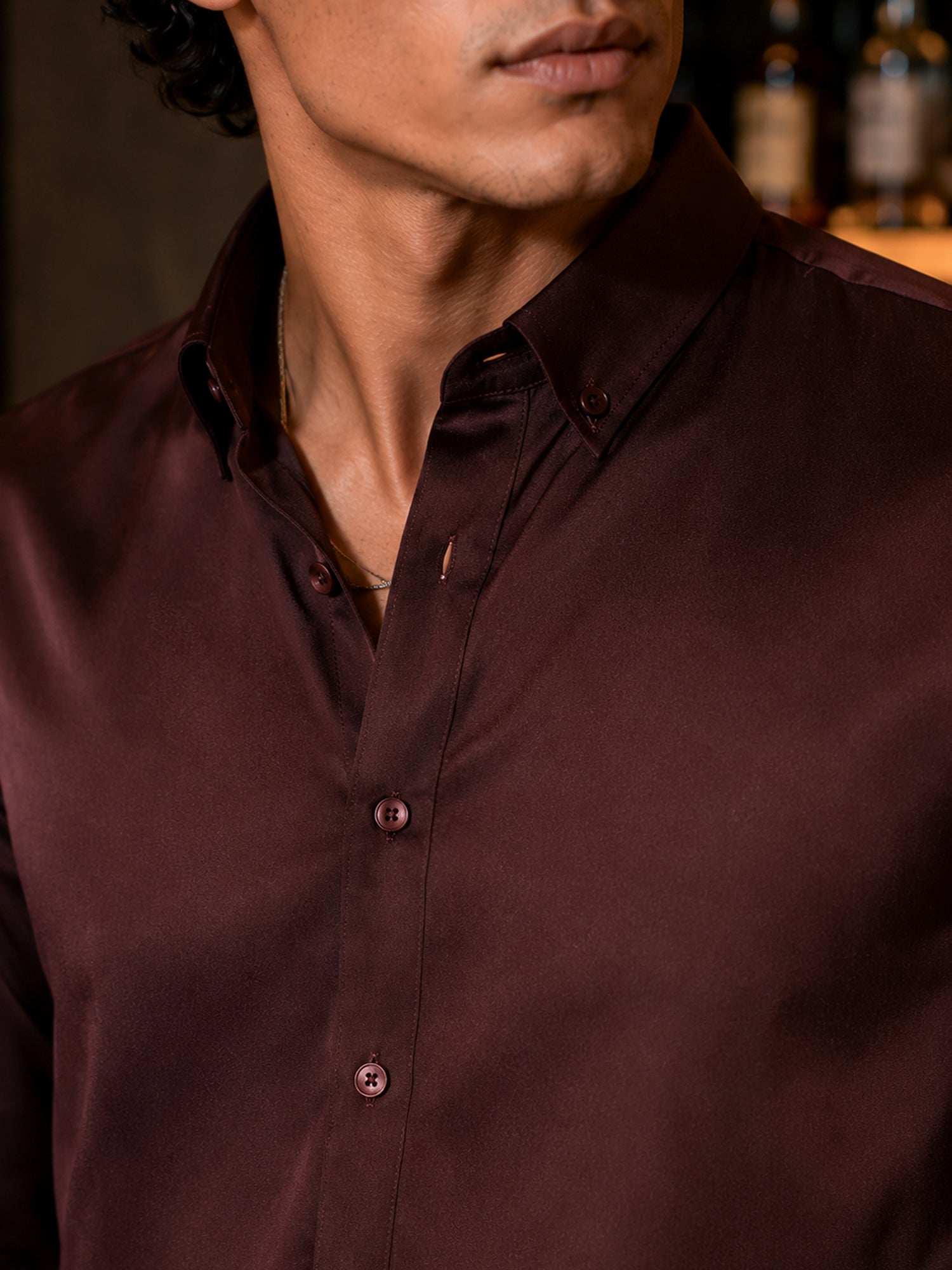Men Brown Solid Party Shirt