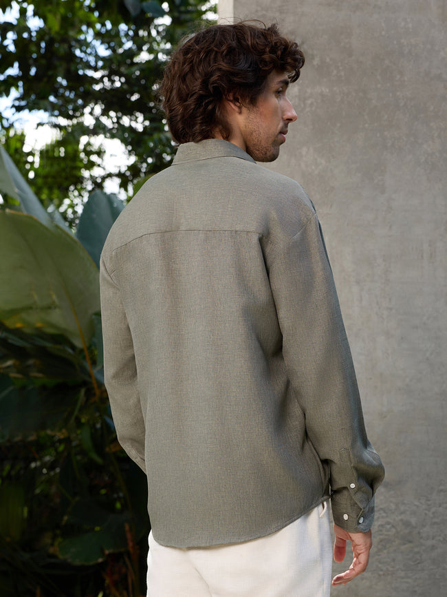 Men Green Solid Shirt