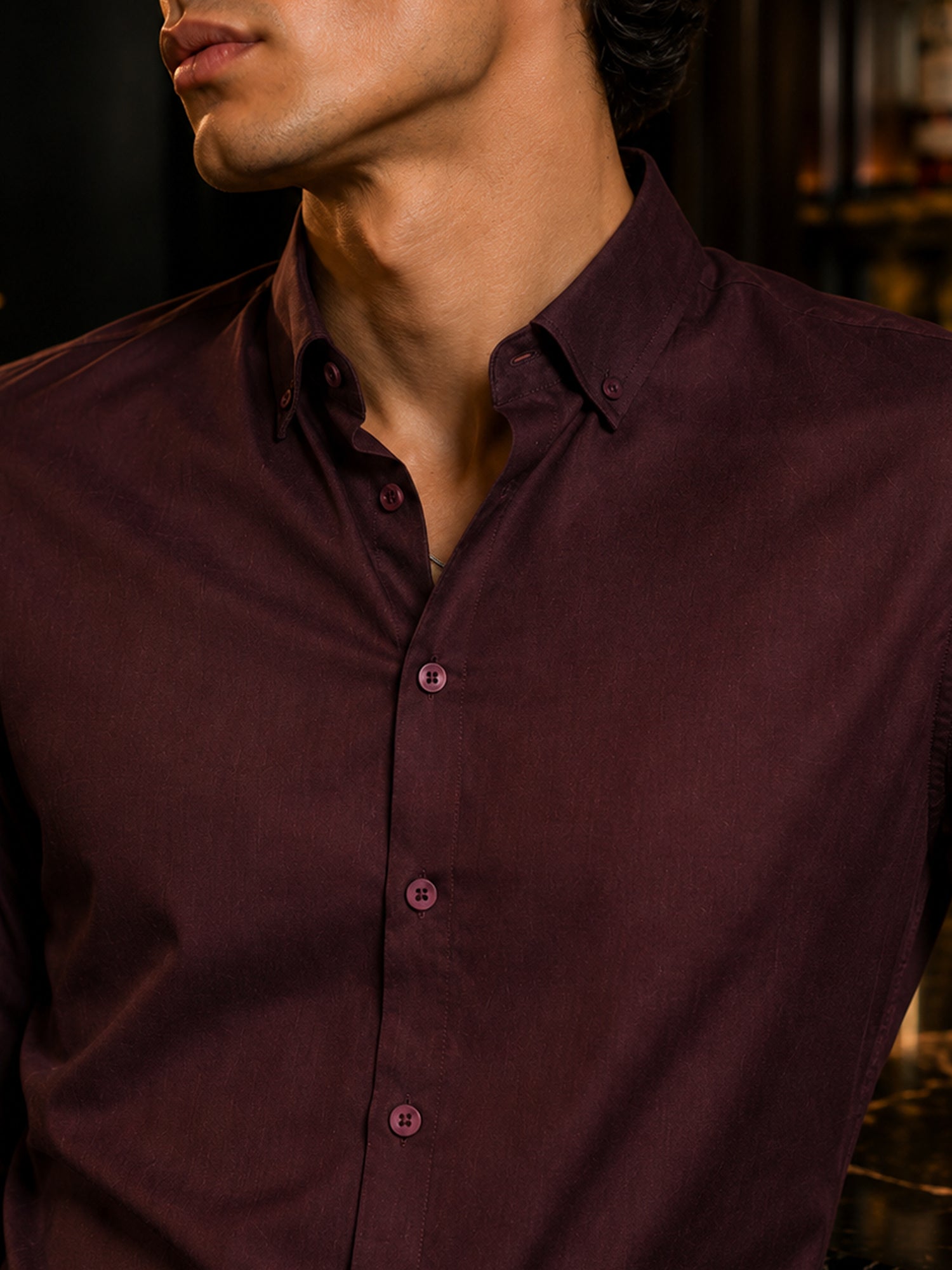 Men Burgundy Solid Party Shirt