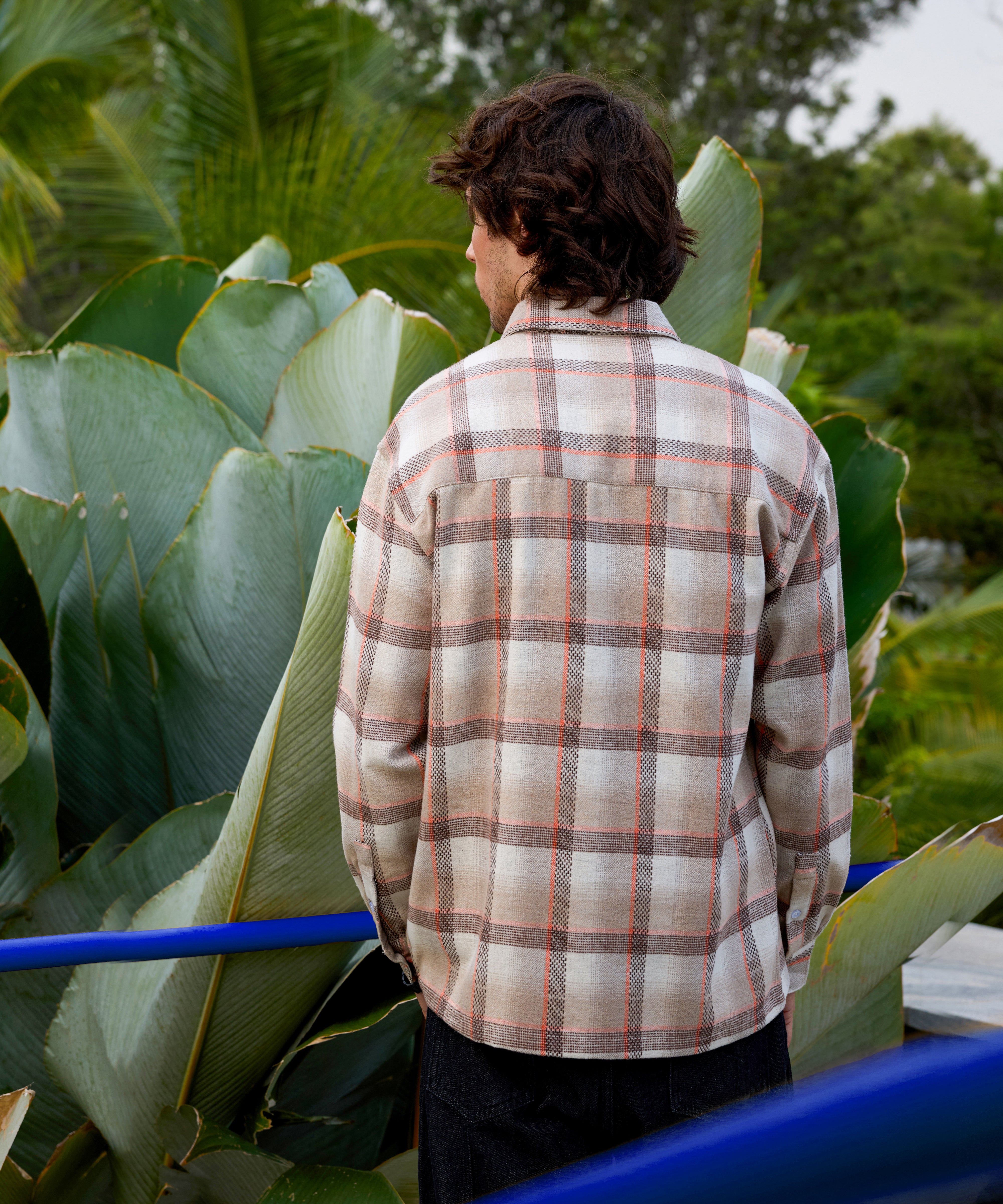 Men Beige Tartan Checked Oversized Shirt
