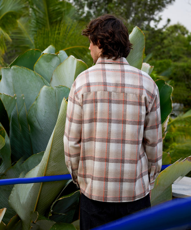 Men Beige Tartan Checked Oversized Shirt