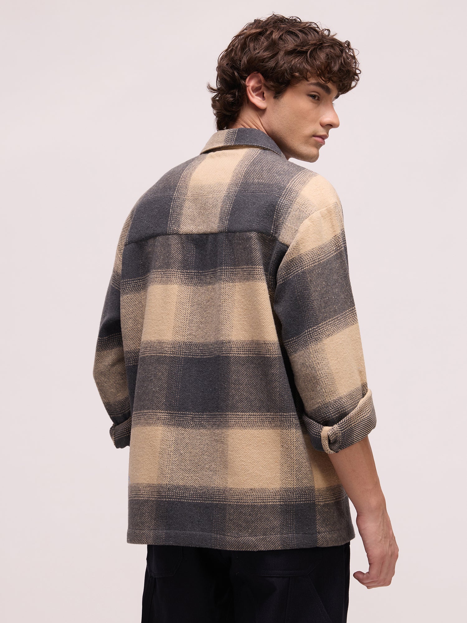 Men Charcoal Tartan Checked Shirt