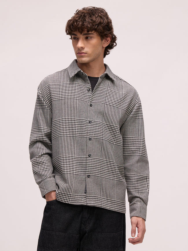 Men Black Tartan Checked Shirt