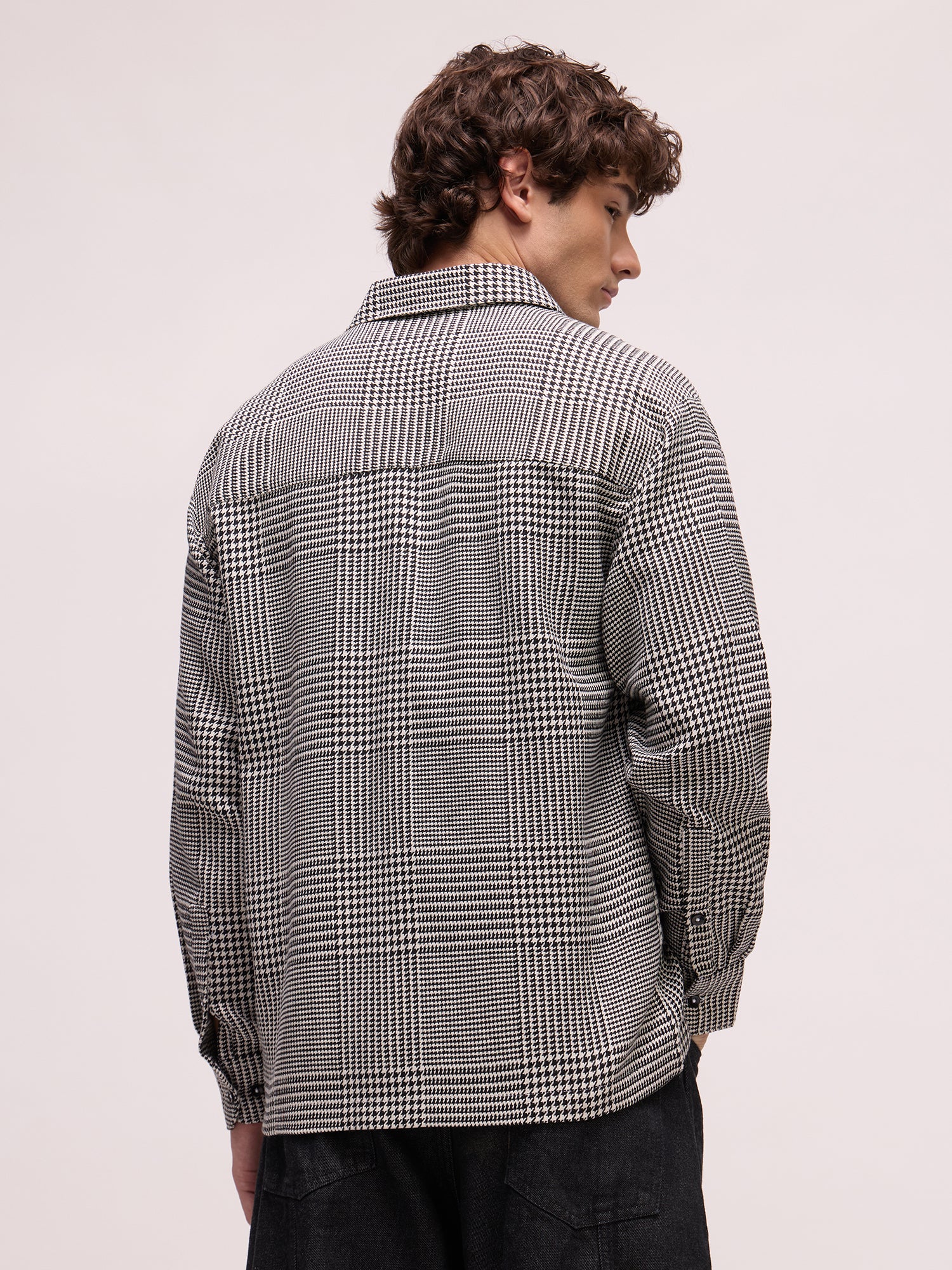 Men Black Tartan Checked Shirt