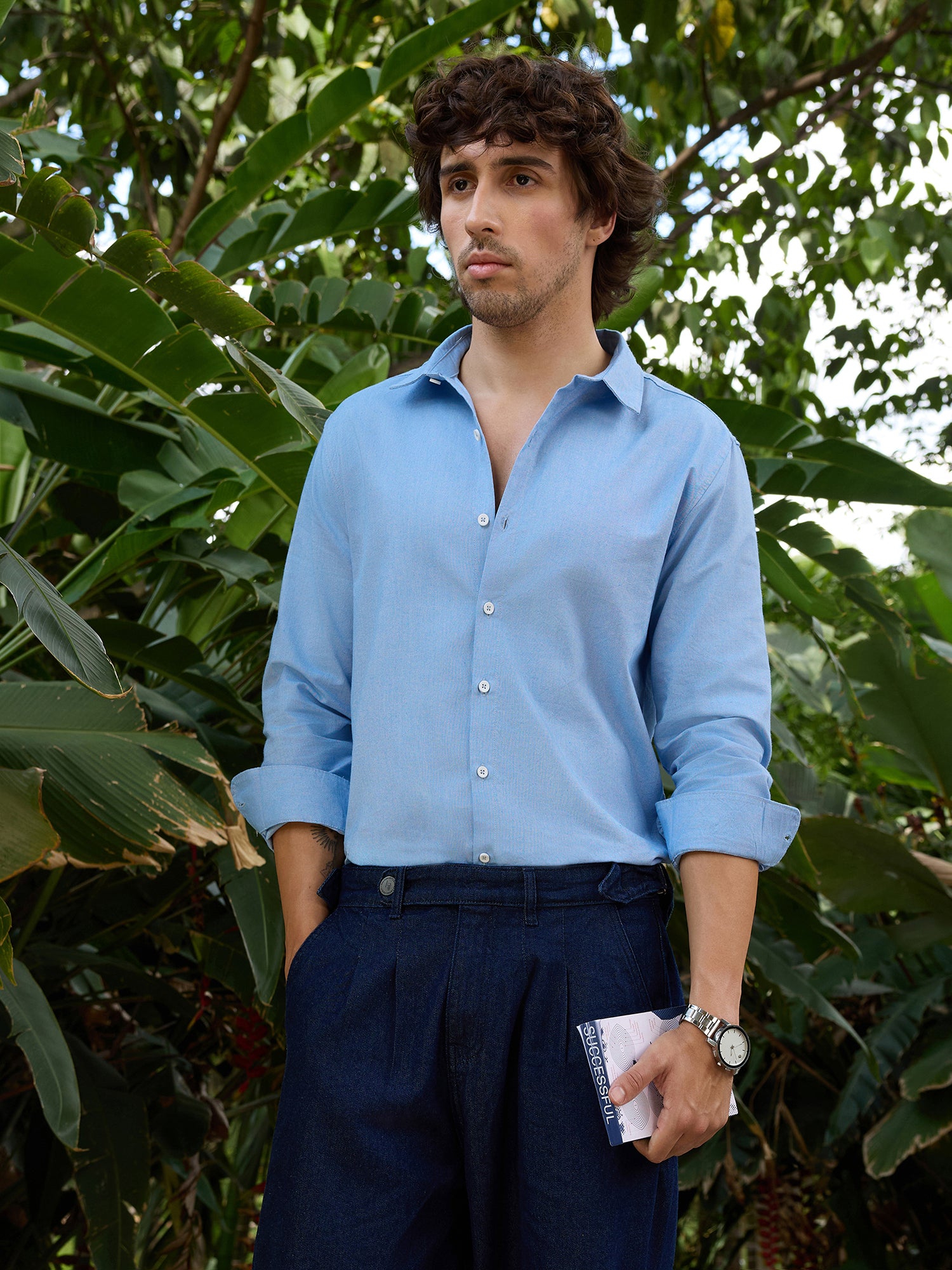 Men Blue Solid Shirt