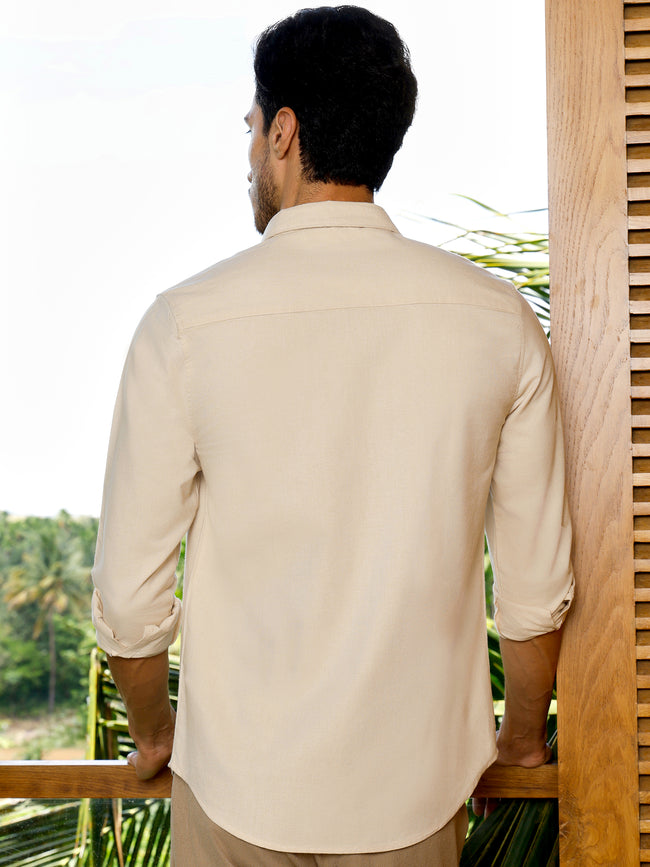 Men Beige Solid Shirt